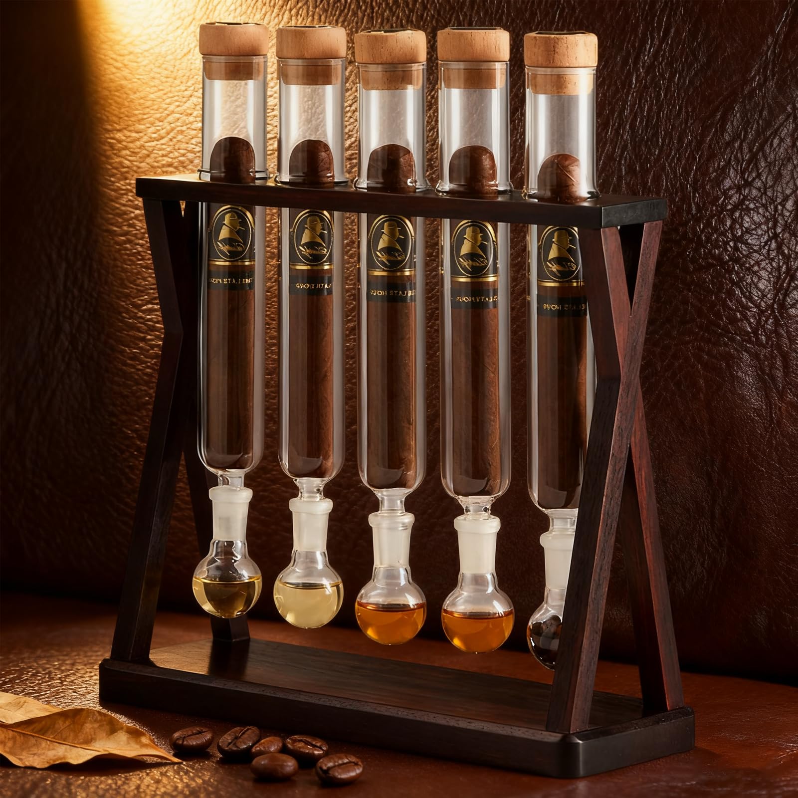 Tube en verre cigare artisanal avec bouchon bois pour humidité optimale