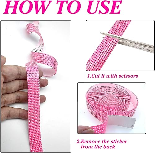 Miniatura 4 de GUGANEL Tiras de cristal de resina con diamantes de imitación AB color rosa, autoadhesivas, para manualidades, bodas, fiestas de Navidad de