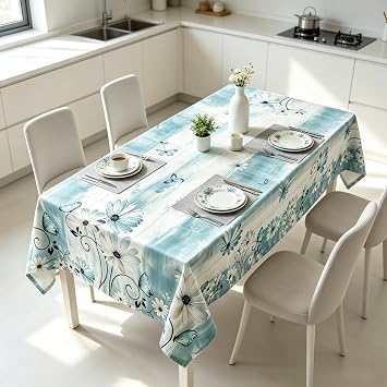 NIULAA Rectangle Linen Table Cloth 180x140cm Waterproof Wipeable