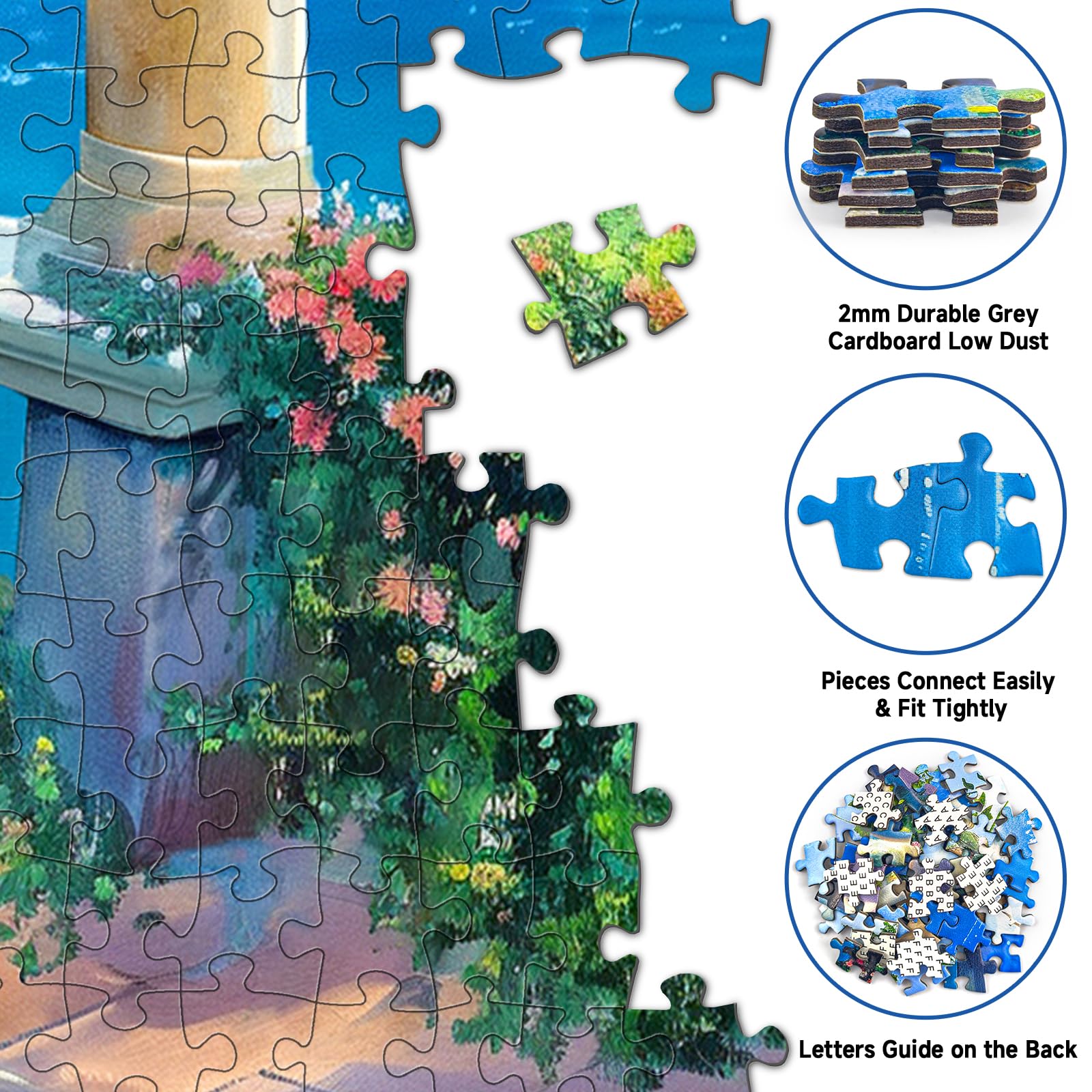 Jigsaw Puzzle 1000 Pieces-Sea View Corridor Puzzles for Adults Landscape Jigsaw Puzzles for Adults 1000 Natural Scene Puzzle for Teens Interactive Toy Brain Teaser - Image 2