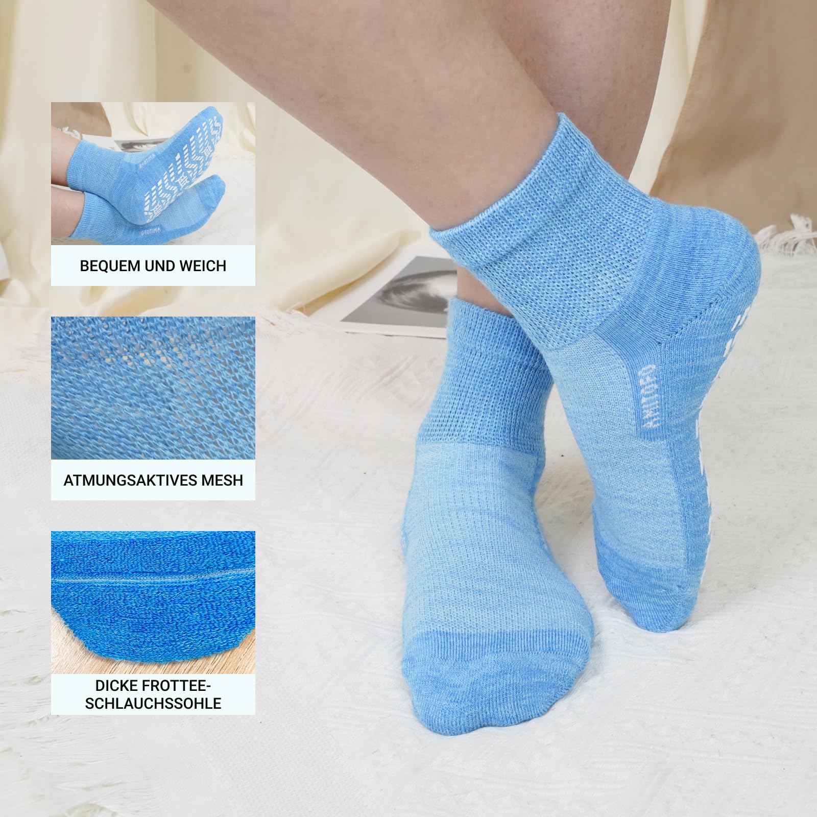 LOFIR Diabetiker Socken für Damen Herren: Bambus Diabetikersocken ohne Gummibund und Naht für Frauen - ABS Antirutsch Socken mit Komfortbund für Senioren Geschwollene Füße 4 Paar 39-50