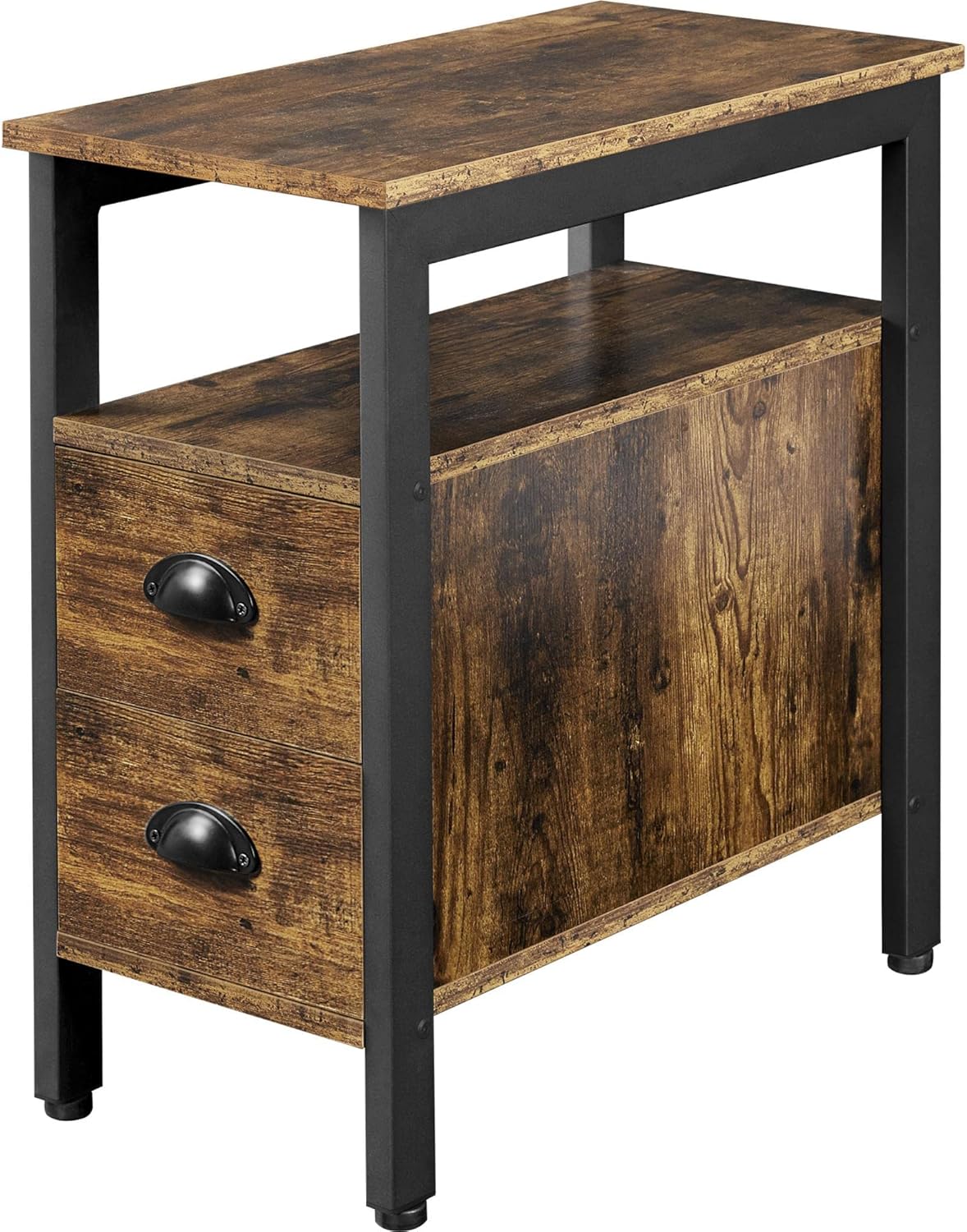 Yaheetech Sofa Side Table with 2 Drawer, Slim Bedside Table with ...