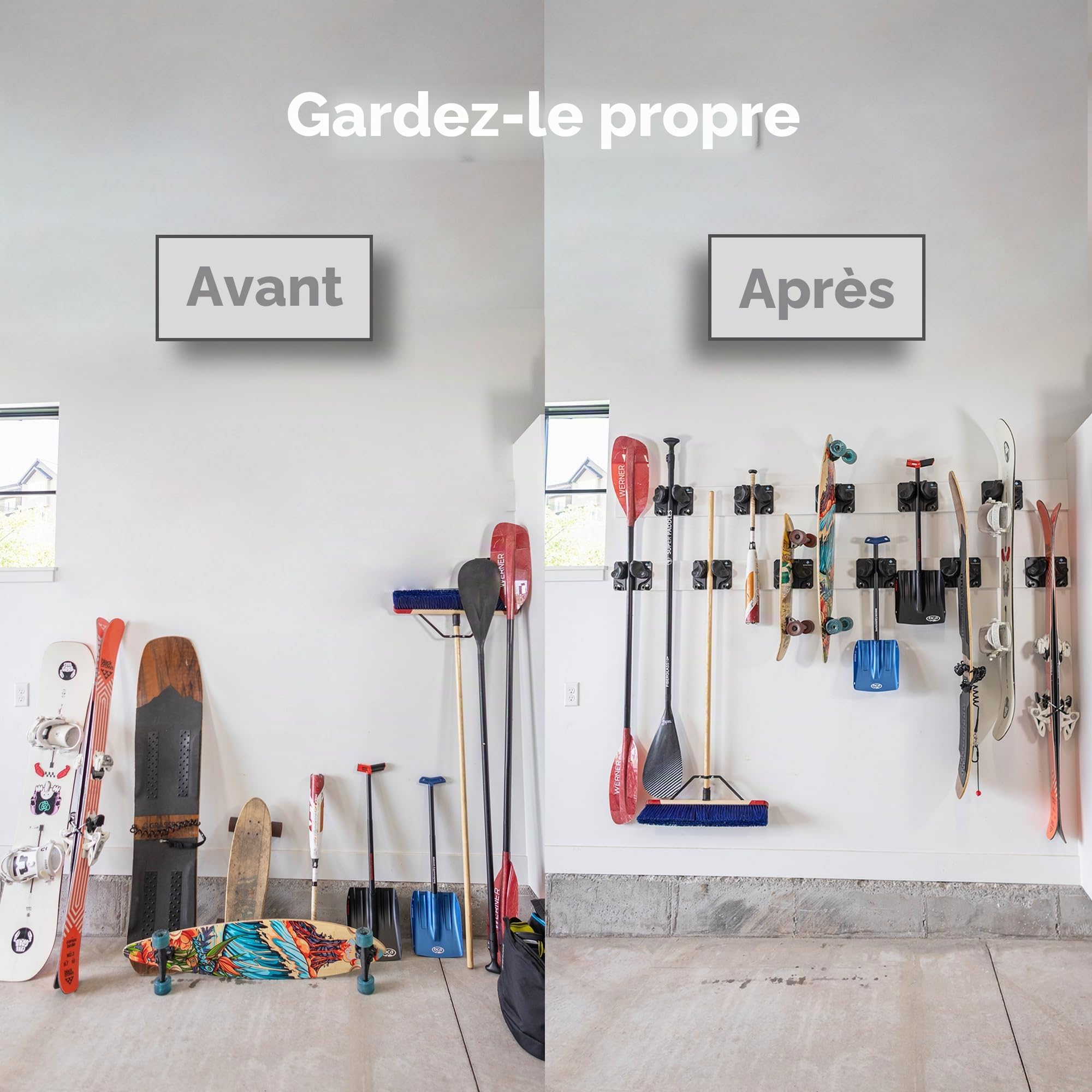 Gravity Grabber Support Mural pour Ski et Snowboard - Pour Tout Type de Ski ou Snowboard - Protège Rocker et Extrémités - Sans Risques - 1x - Cyan