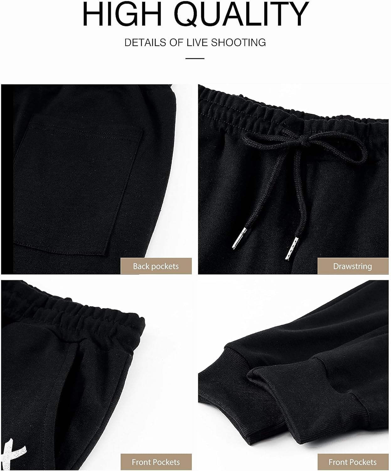 JMIERR Mens Sweatpants Tapered Gym Running Workout Pants Athletic Drawstring Joggers with Pockets - Image 4