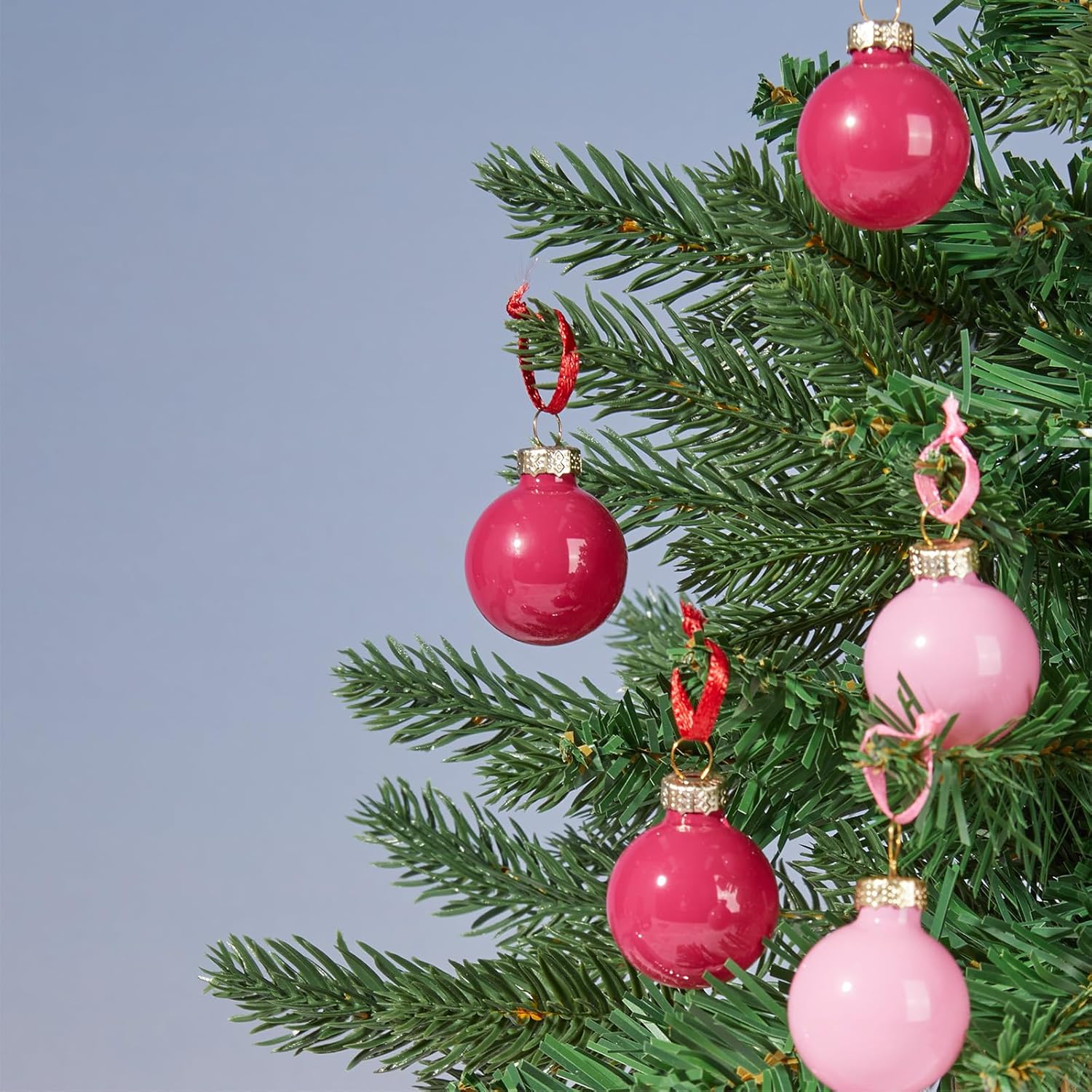 WDS WONDROUS Valentines Ornaments Red Pink Glass Ball - 24PCS 1.18" Valentine's Day Tree Decorations, Glossy Mini Ornaments for Small Trees, Valentine Decor - Image 6