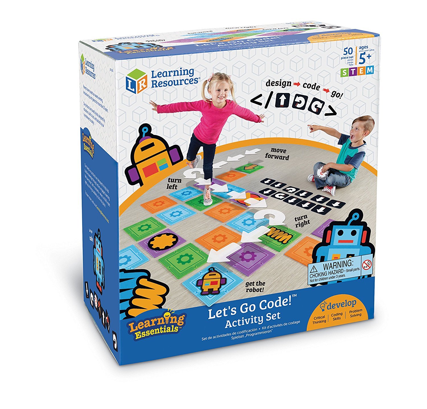 Learning Resources Let’s Go Code! – Juego de Codificación Infantil No Digital – Alfombrillas y Tarjetas para Aprender Direcciones – A Partir de 5 Años – Juego Educativo Stem