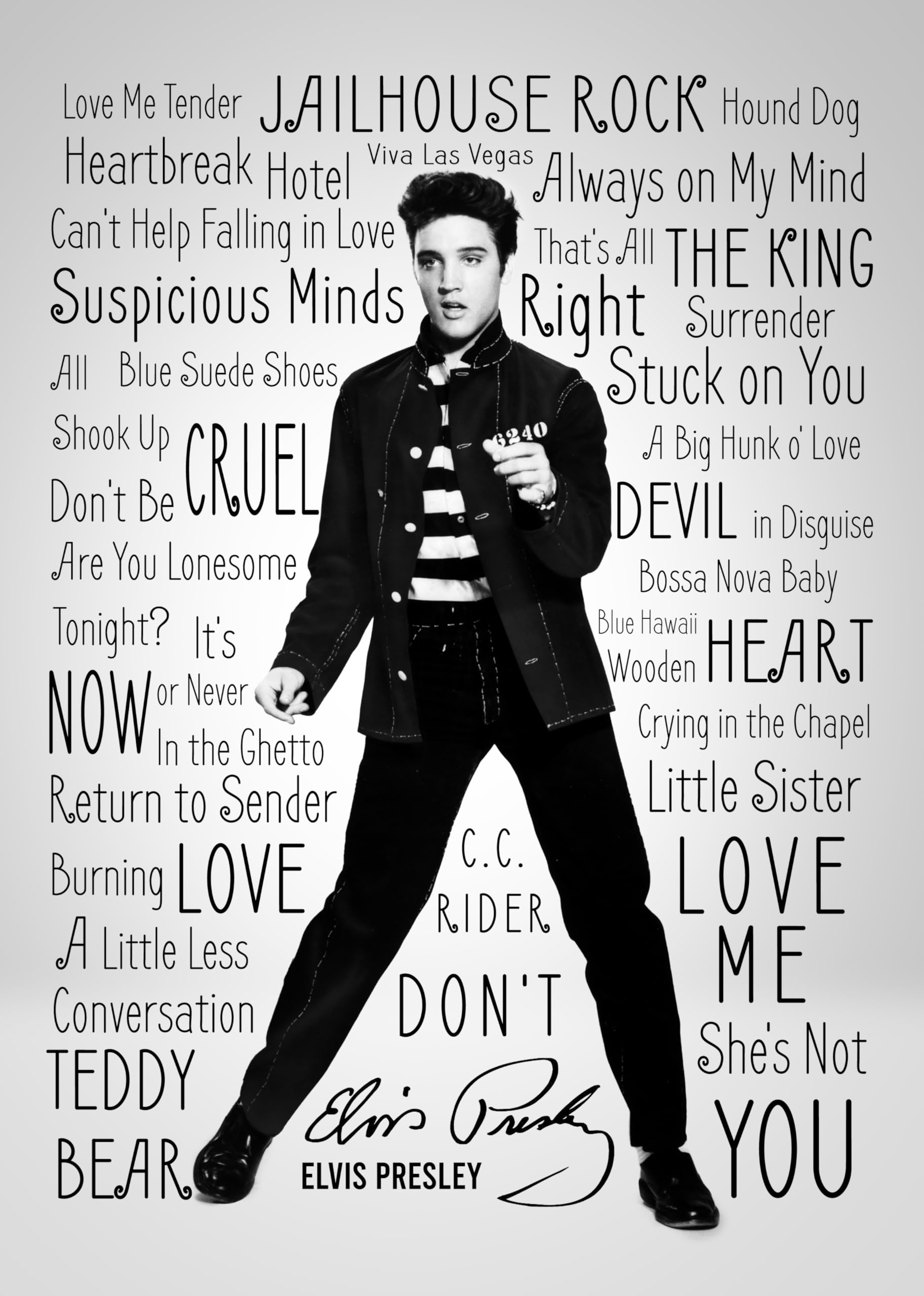 Sponsored Ad – RJR PRINTS Elvis Presley - Song Titles Signed A4 Montage Photo Print Pre Printed Signature Autograph Gift
