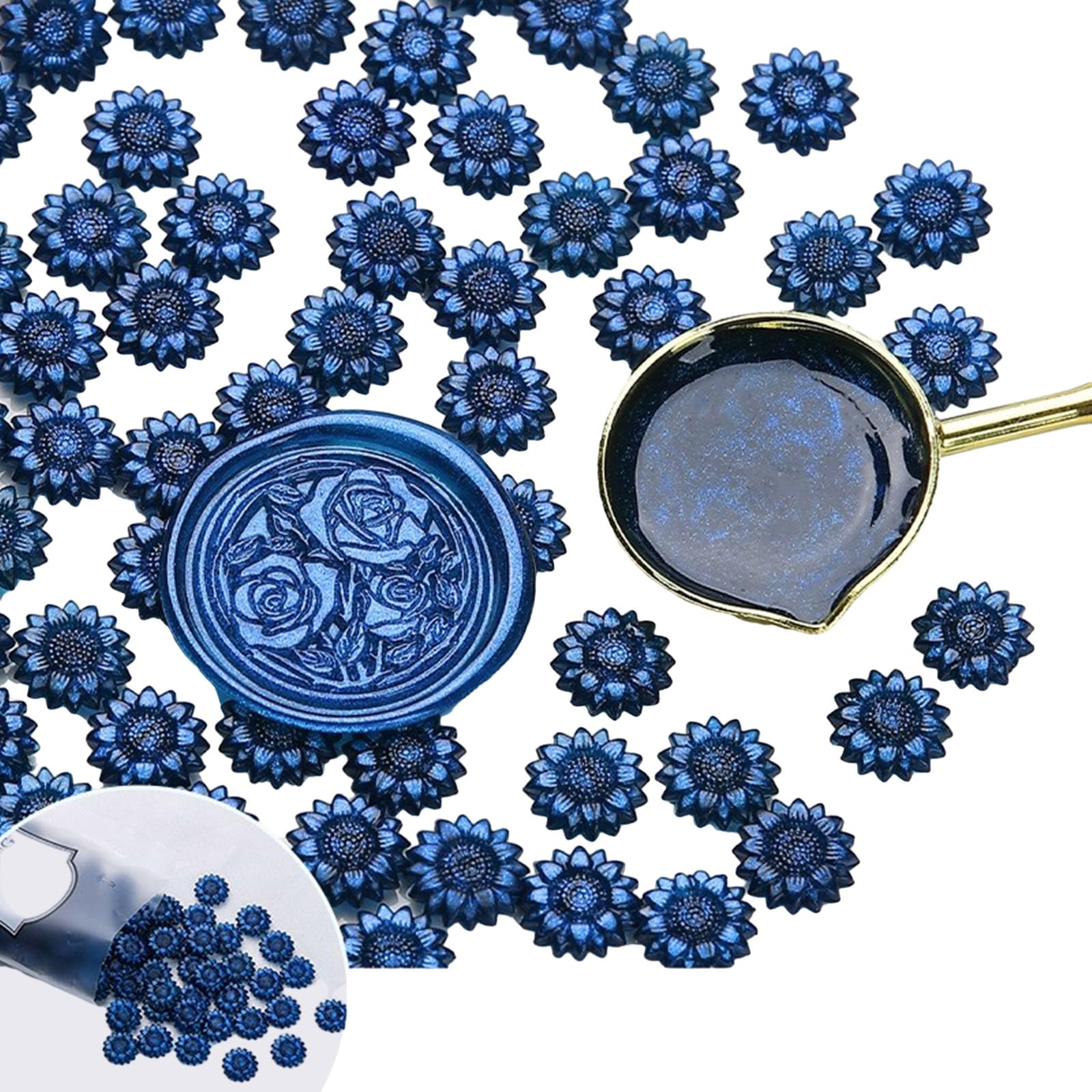 Hsioluted 100 Pieces Flower Wax Seal Beads Glitter Sealing Wax Bead for Seal Stamp Seals Cards Decoration
