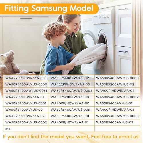 Miniatura 8 de WA50R5200AW WA50R5400AW WA50R5400AW WA50R5400AV WA45T3200AW WA400PJHDWR Varillas de suspensión de arandela, reemplazo DC97-16350C DC97-16350E