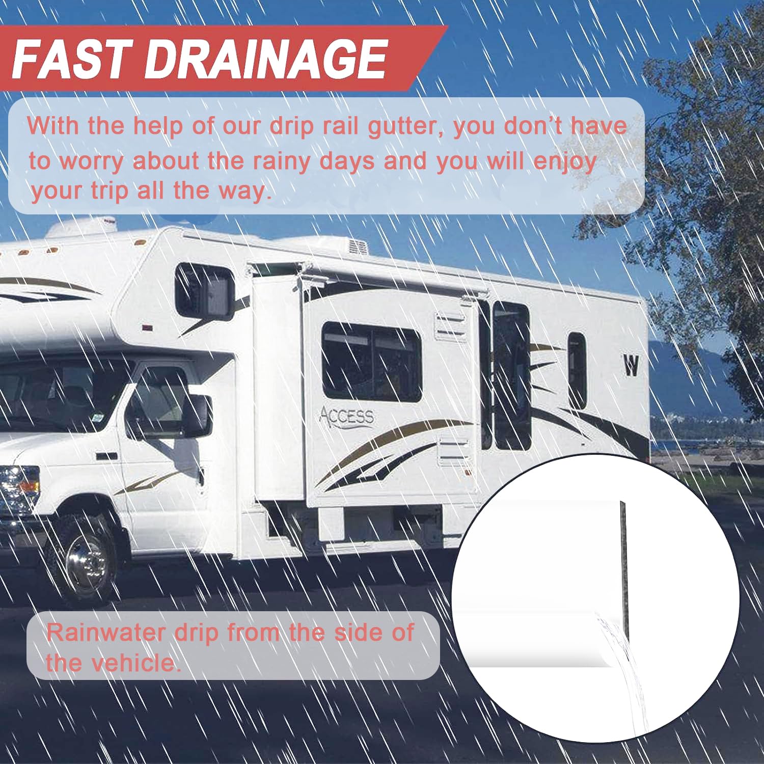 Dripped Out Rv 3m Strips Vehicle Water Management 40 FT RV Rain Gutter - 1/2 Inch ...