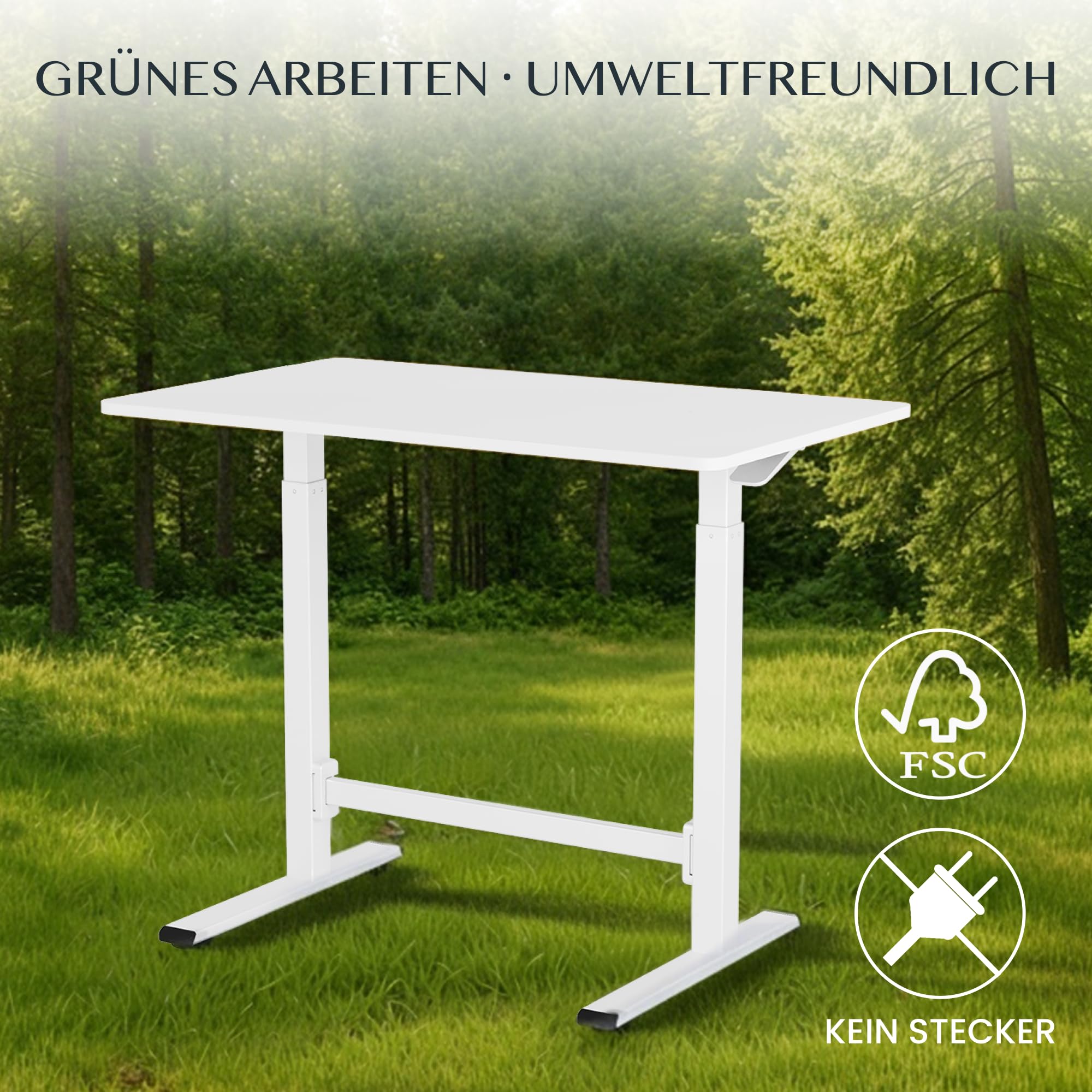 FLEXISPOT Höhenverstellbarer Schreibtisch Gasfeder mit Rollen | Einteilige wasserabweisende Tischplatte, ideal für Homeoffice, Büro, Balkon, Terrasse, Outdoor und Wohnzimmer