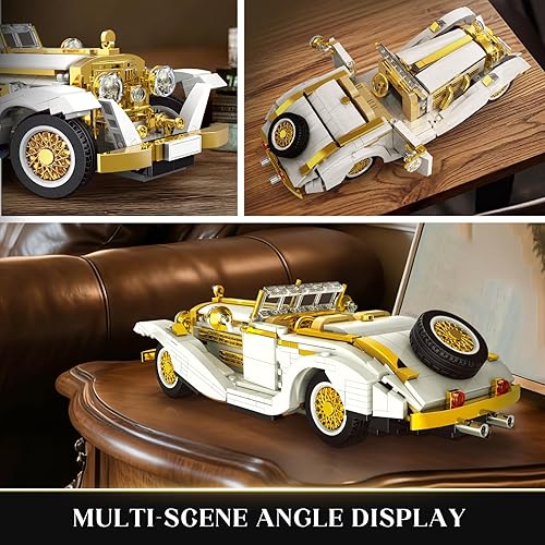 Miniatura 7 de Mould King 10003 Classic Car Model Kit, MOC Vintage Car Building Blocks Set, Gift for Kids Age 8+/Adults Collections Enthusiasts (868+ Pieces,