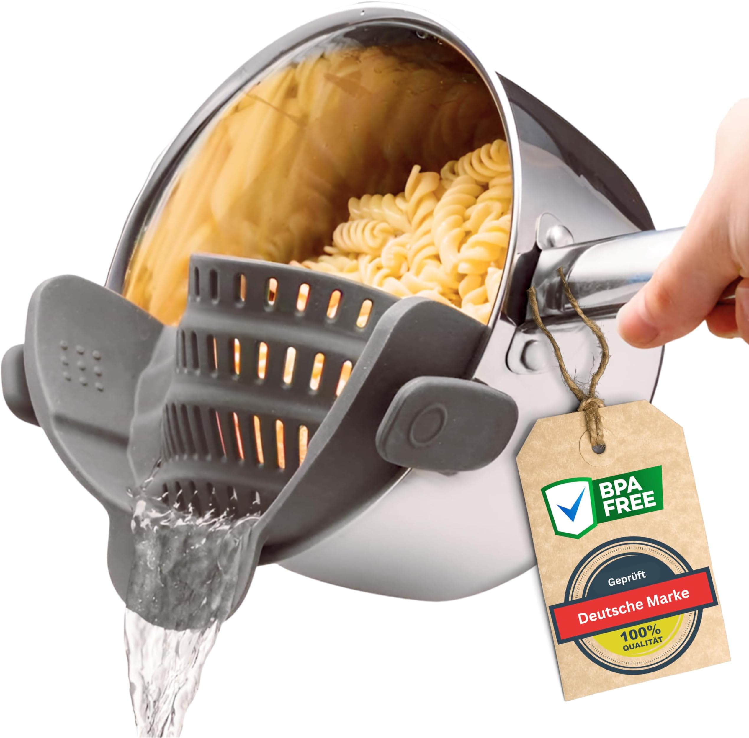 Netrox – Schnappsieb aus Silikon – Nudelsieb Aufsatz zum Einhängen in ...
