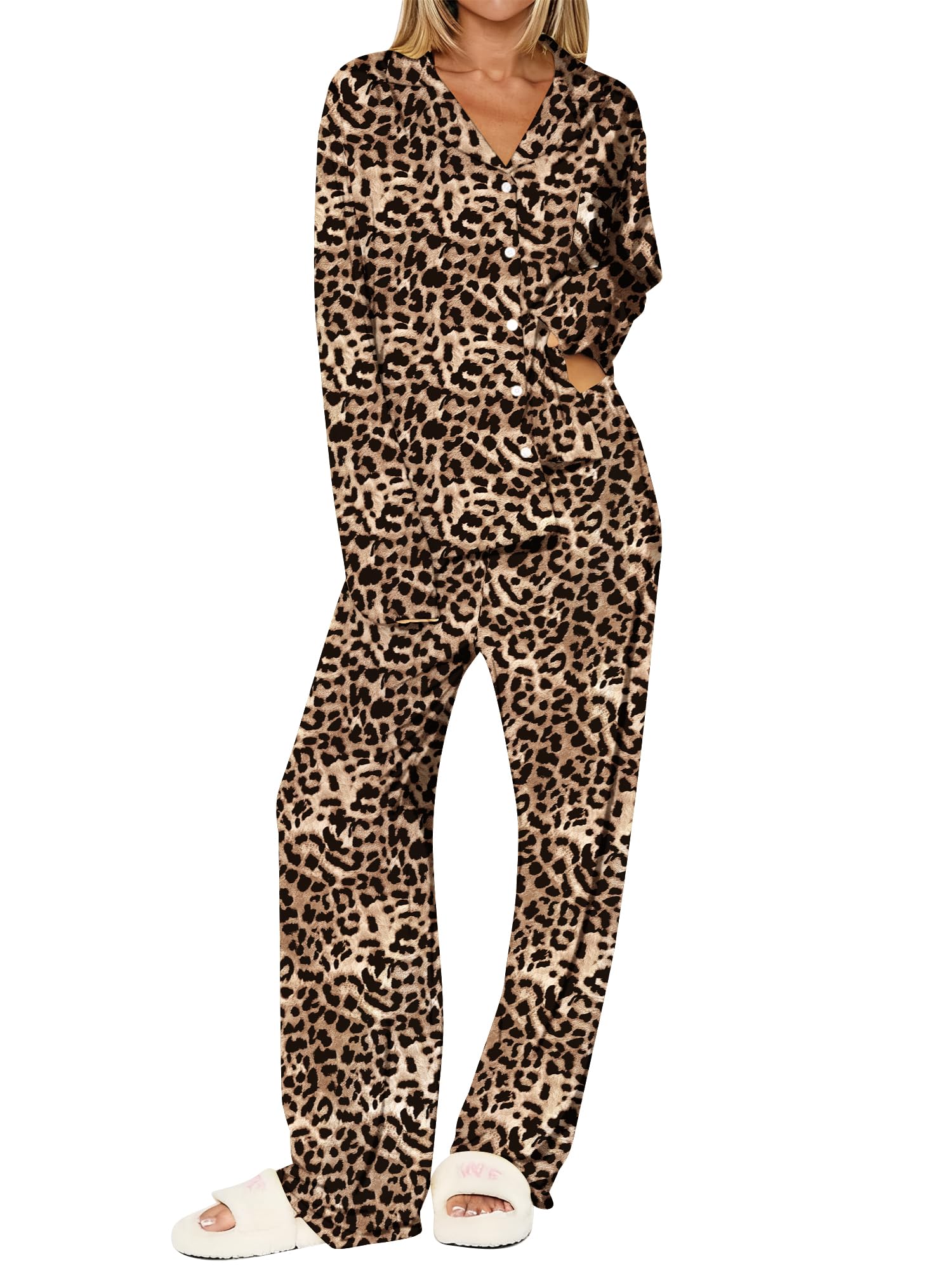Dressmine Ladies Long Sleeve Cute Pajama Sets 2 Piece Fall Outfits