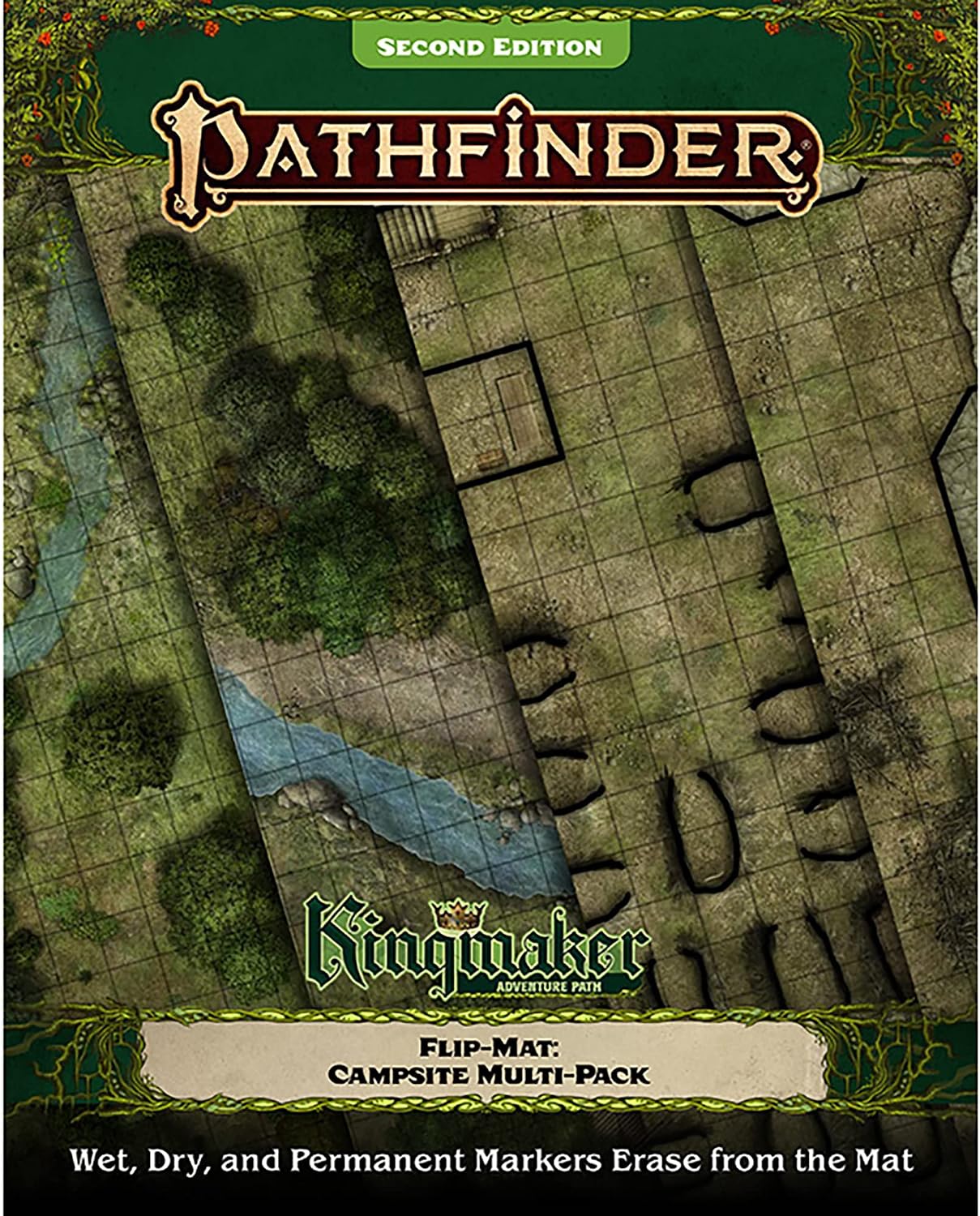 Pathfinder Flip-Mat Multi-Pack Campsites - 3 Battle Maps 24"x 30" for Kingmaker Adventure Path Tabletop RPG