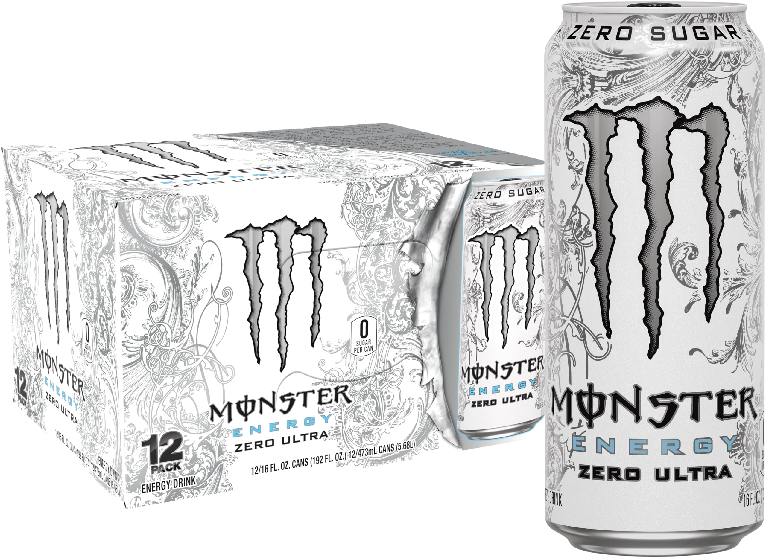 Monster Energy Zero Ultra Sugar Free Energy Drink, 192 Fl Oz (12 x 500ml) Cans By COUGAR | Zero Sugar Citrus Flavoured Energy Beverage | Ready To Drink Carbonated Refreshment - (Imported-USA)-image-17