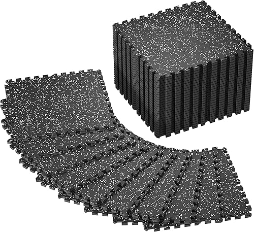 Miniatura 20 de SUPERJARE Alfombrillas de Equipos de Ejercicio con Superficie de Goma de 0.56 pulgadas de Grosor, 6 Piezas, 24 Pies Cuadrados, Alfombrillas de