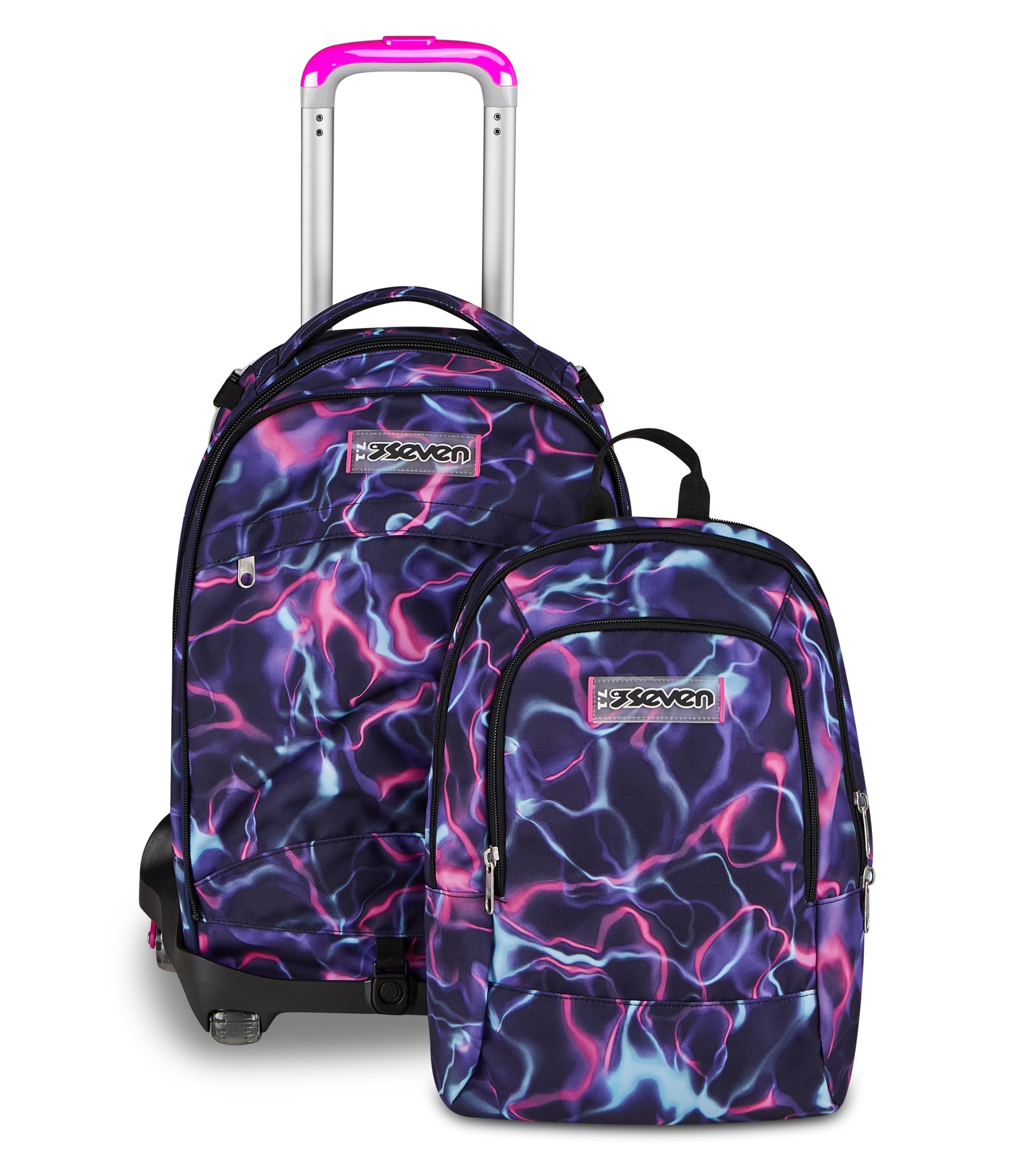 Seven Trolley Scuola Jack 8 Ruote Detach ELECTRICVIBE GIRL, Viola, 43 L, Scomponibile, Zainetto staccabile, 4 in 1, Cross-over System, Tasche multifunzione, Scuola elementare e media, Bambina, Ragazza