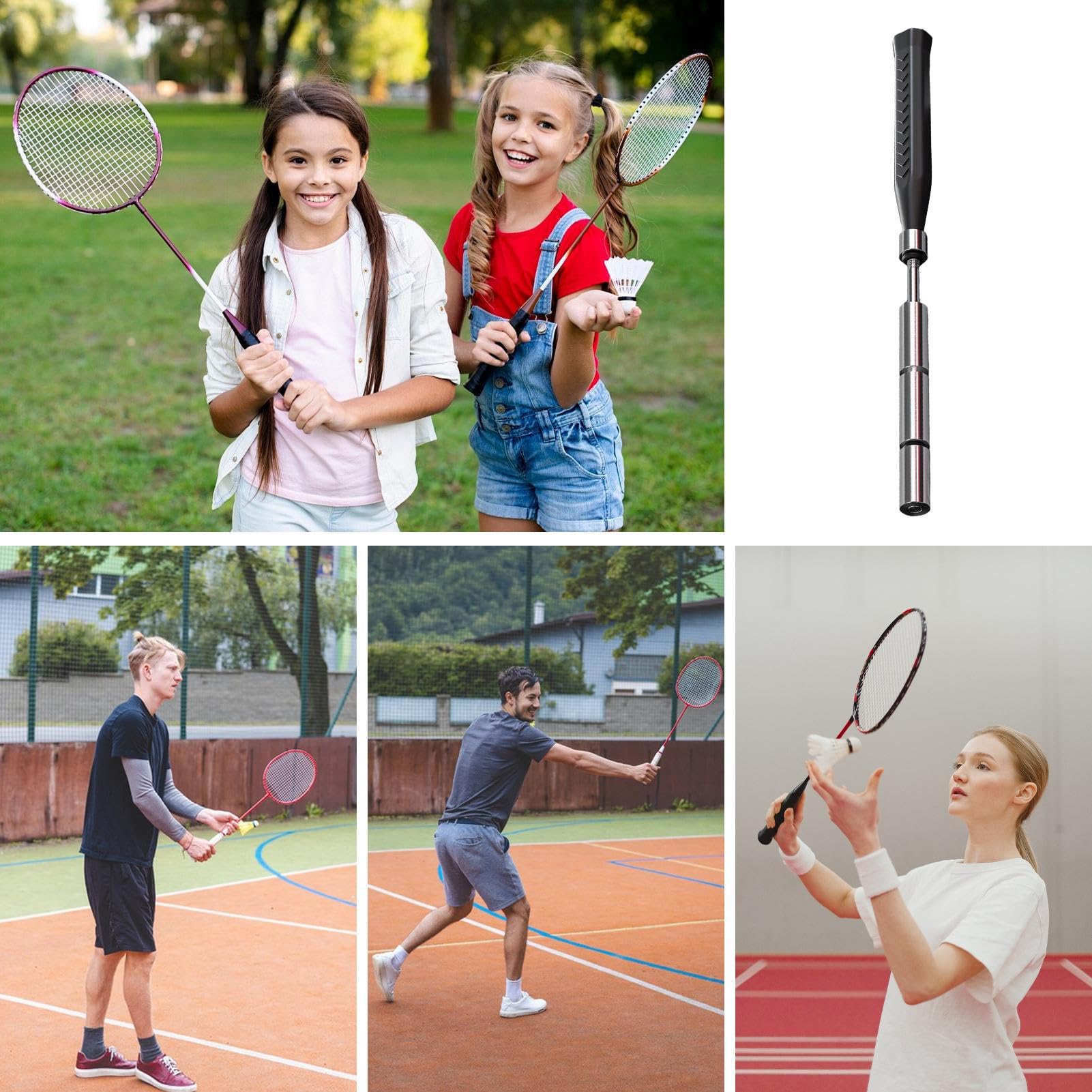 Trener Do Badmintona Wyposażenie do Treningu Sportowego ze Stali | Pręt Treningowy do Badmintona Do Ogrodu, Domu, Szkoły, Parku, Wewnątrz i na