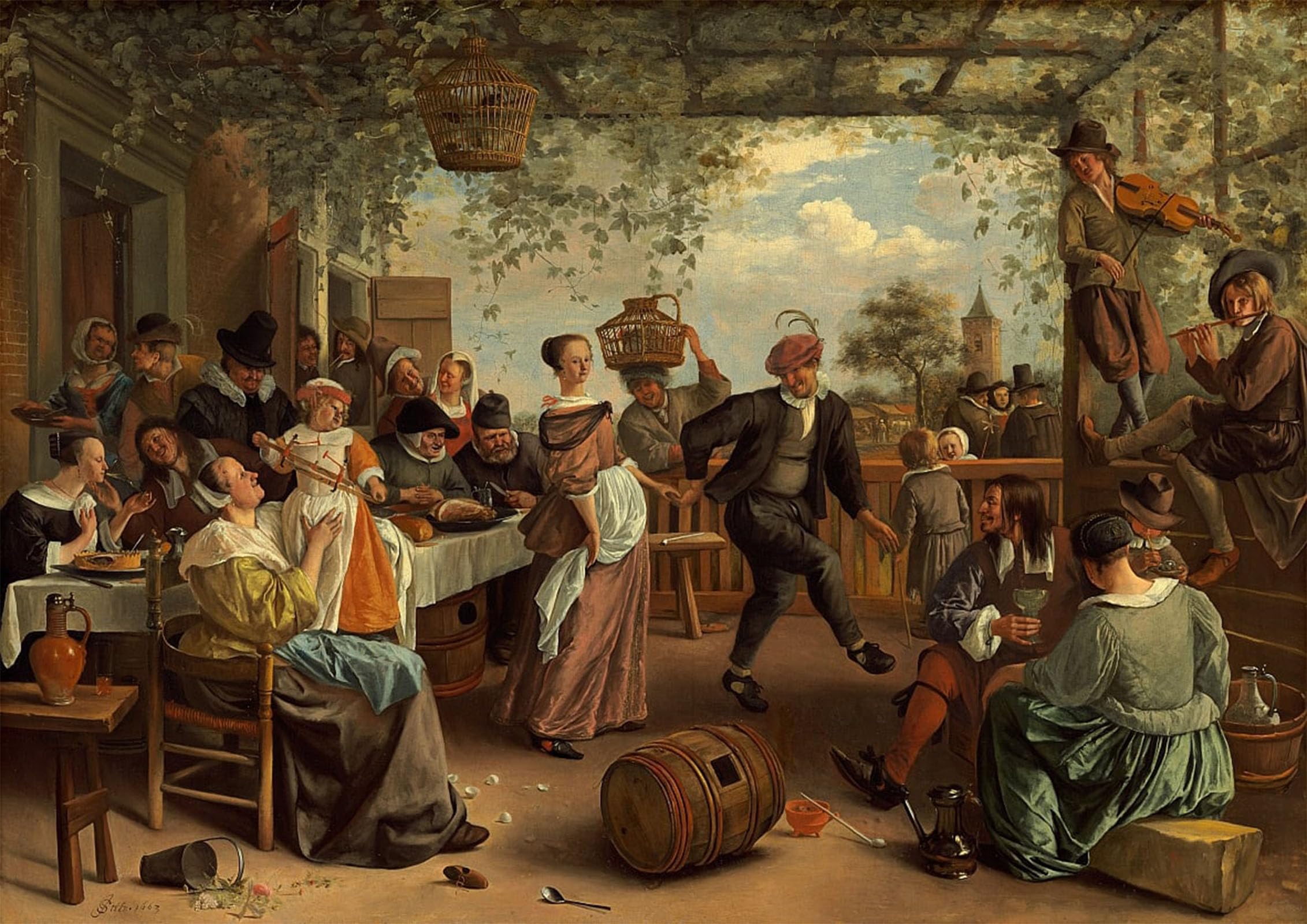 POSTERIIk Famous Print Pop Art Wall Art Graffiti the Dancing Couple by Jan Havickszoon Steen Art Prints for Home Decor 60x90cm