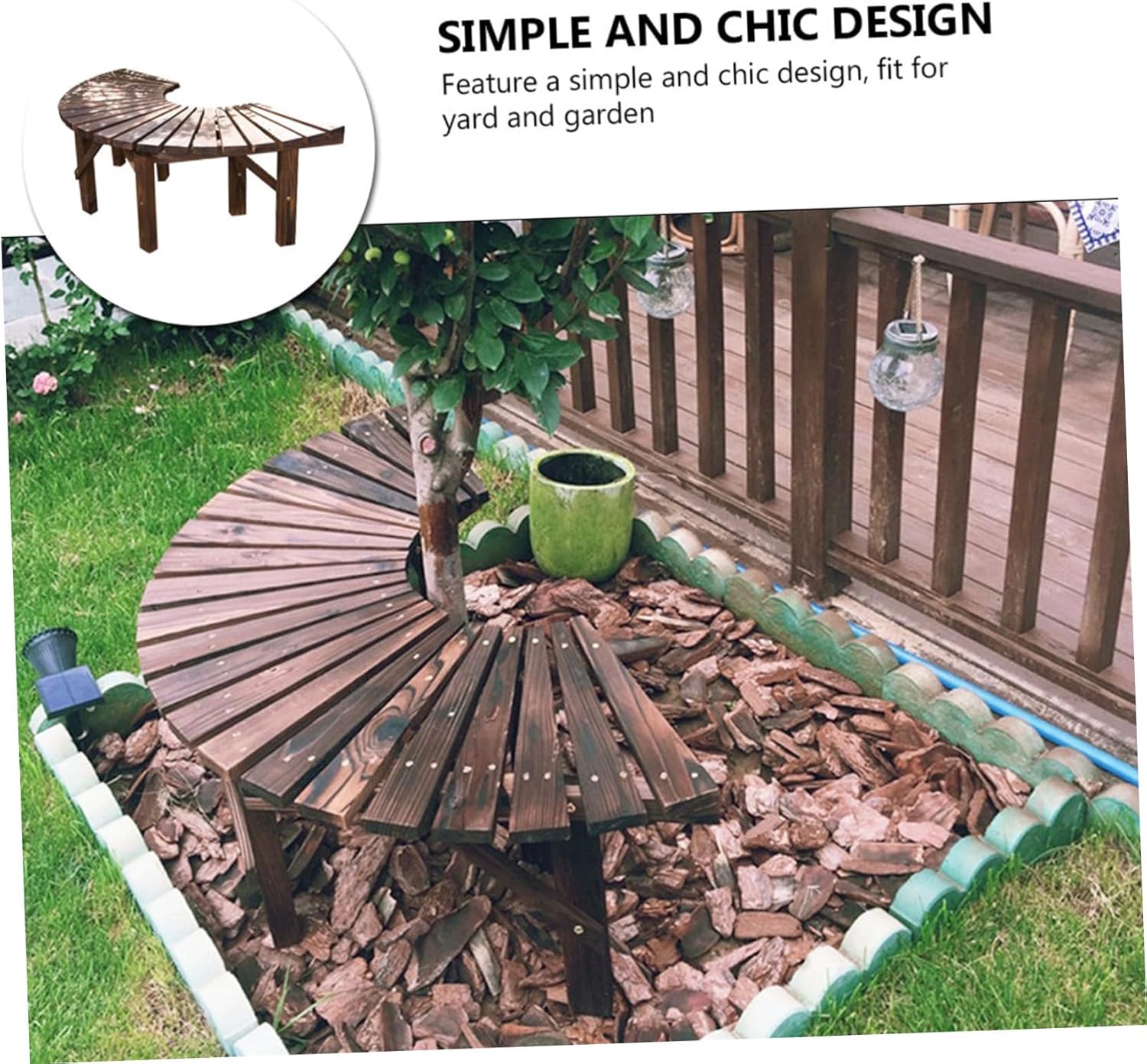 Outdoor Wooden Park Bench with Smooth Edges Multifunctional Flower Pot Rack and Succulent Pot Holder for Yard Relaxation Seating
