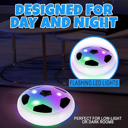 Miniatura 6 de Gamie Hover - Balones de fútbol, juego de 2, luces LED, parachoques de espuma, juguetes de fútbol de interior para niños a partir de 3 años