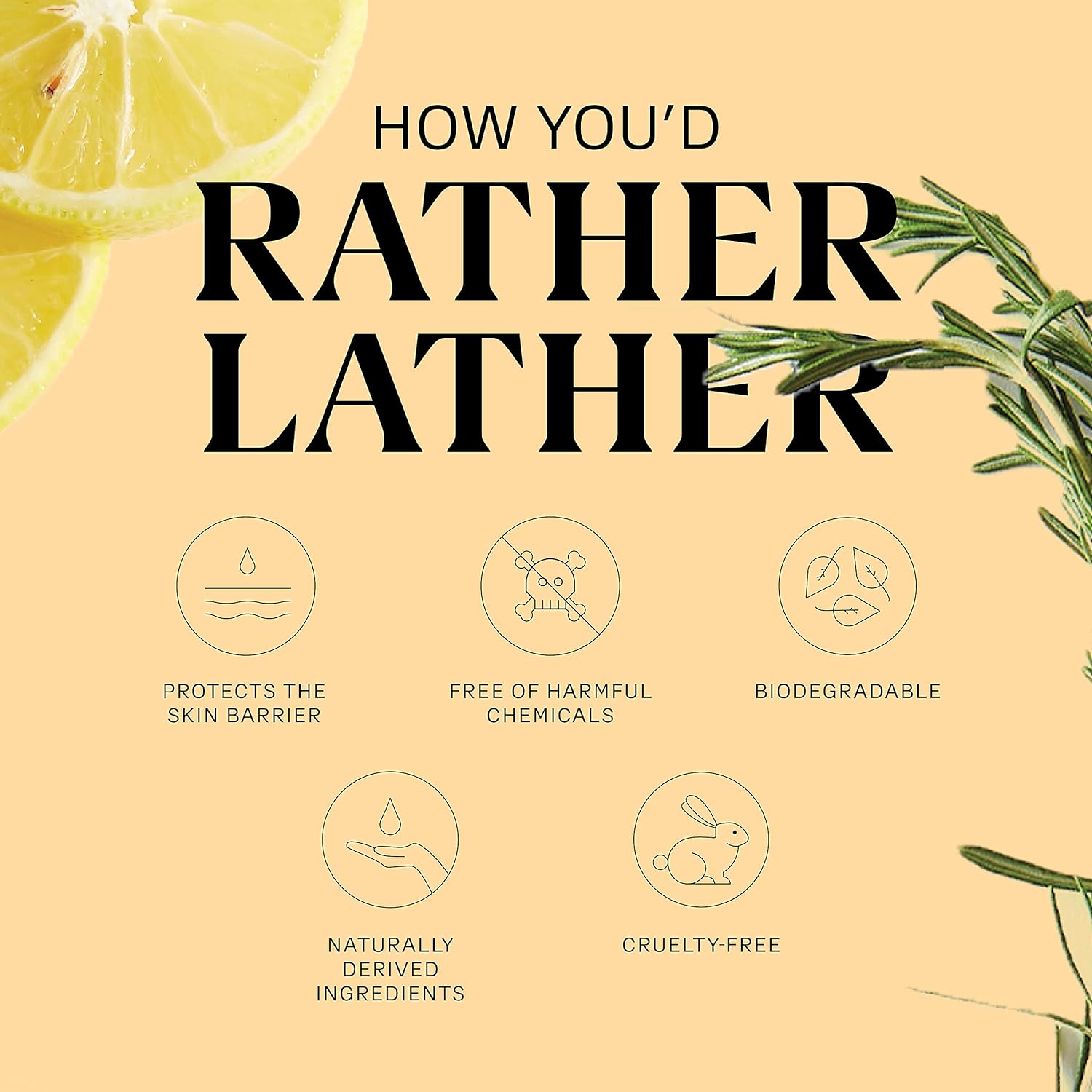 Rosemary Lemon Hand Soap by Evolved By Nature (1 Liter, 2-Pack) - Contains Only 12 Naturally Derived Ingredients | Free of Irritants and SLS | Cruelty-Free Moisturizing Hand Wash : Beauty & Personal Care