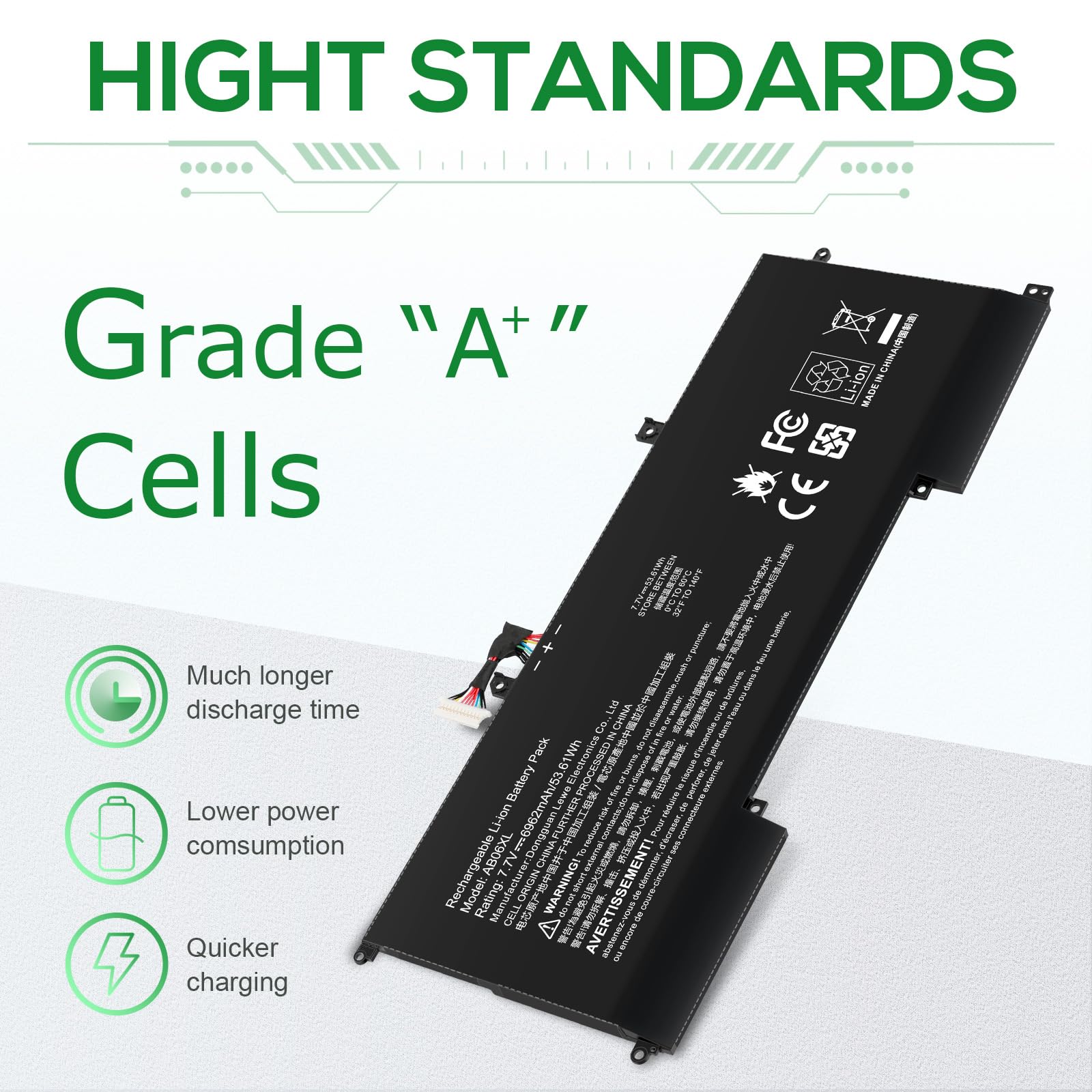ASUNCELL 7.7V/53.61Wh AB06XL Batería para portátil para HP Envy 13-AD Series, AB06XL AB06053XL HSTNN-DB8C 921408-2C1 921408-271 921438-855 TPN-I128