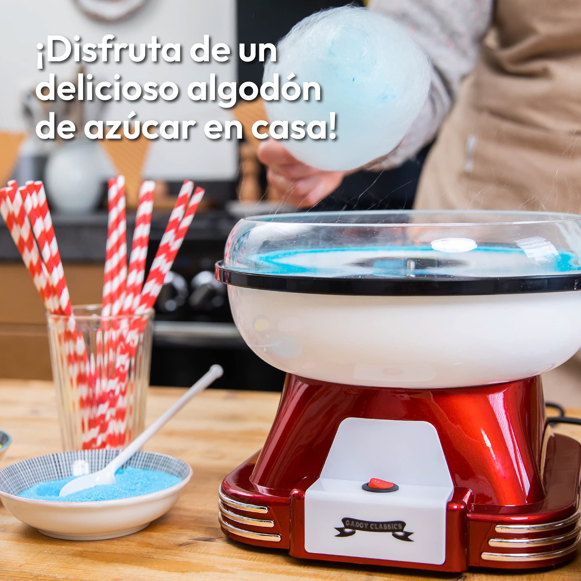 Gadgy Máquina de Algodón de Azúcar en Casa – Cotton Candy Machine de Diseño Retro – Máquina de Algodones de Azúcar o Caramelos - Ideal para Fiestas de Cumpleaños