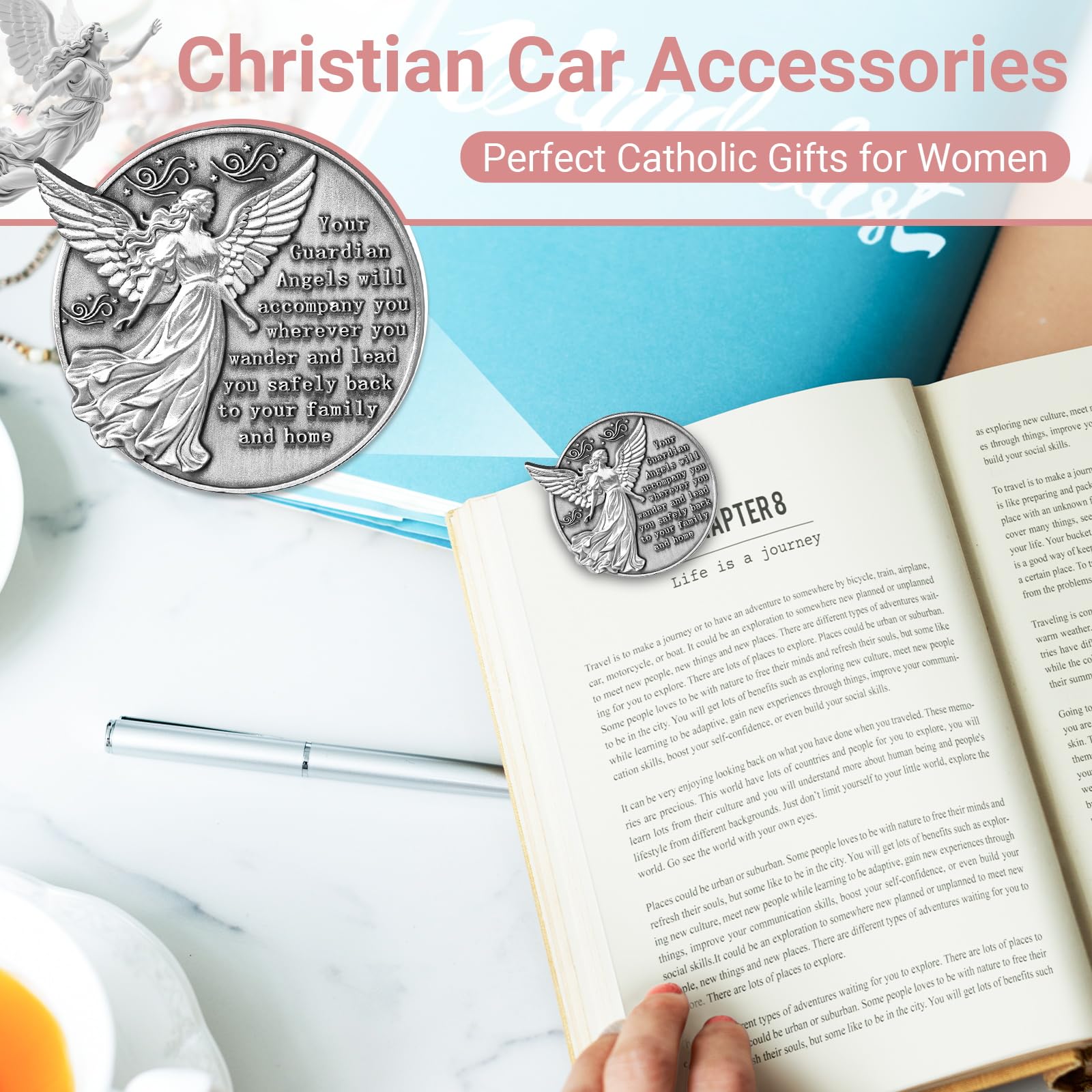 2PCS Guardian Angel Visor Clip for Car - A for New Drivers Christian Car Accessories Catholic Gifts for — view 5