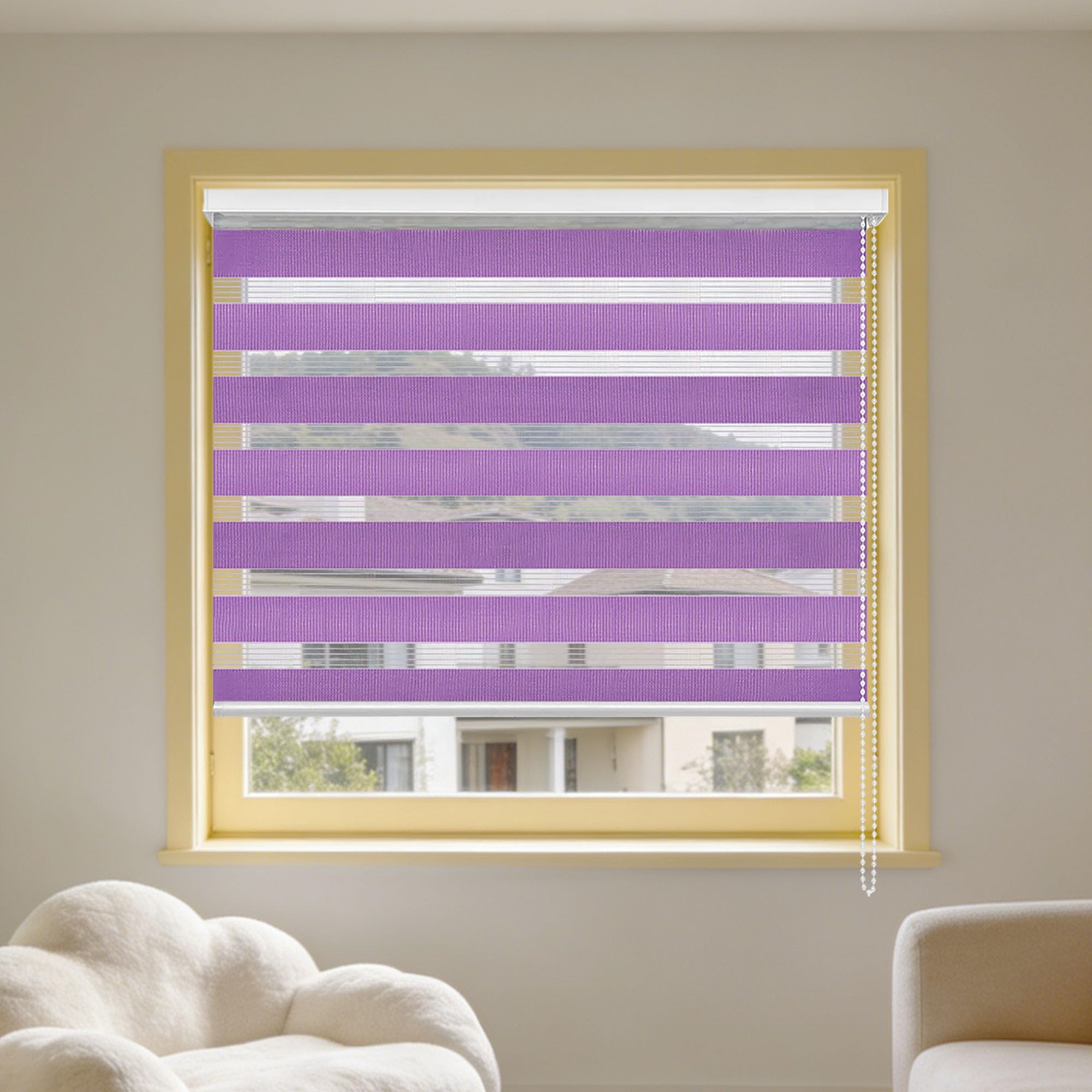 Day and Night Roller Blinds 130 x 200 cm with Install Accessories Translucent Vision Curtains Sun Protection for Bedroom Living Room, Purple