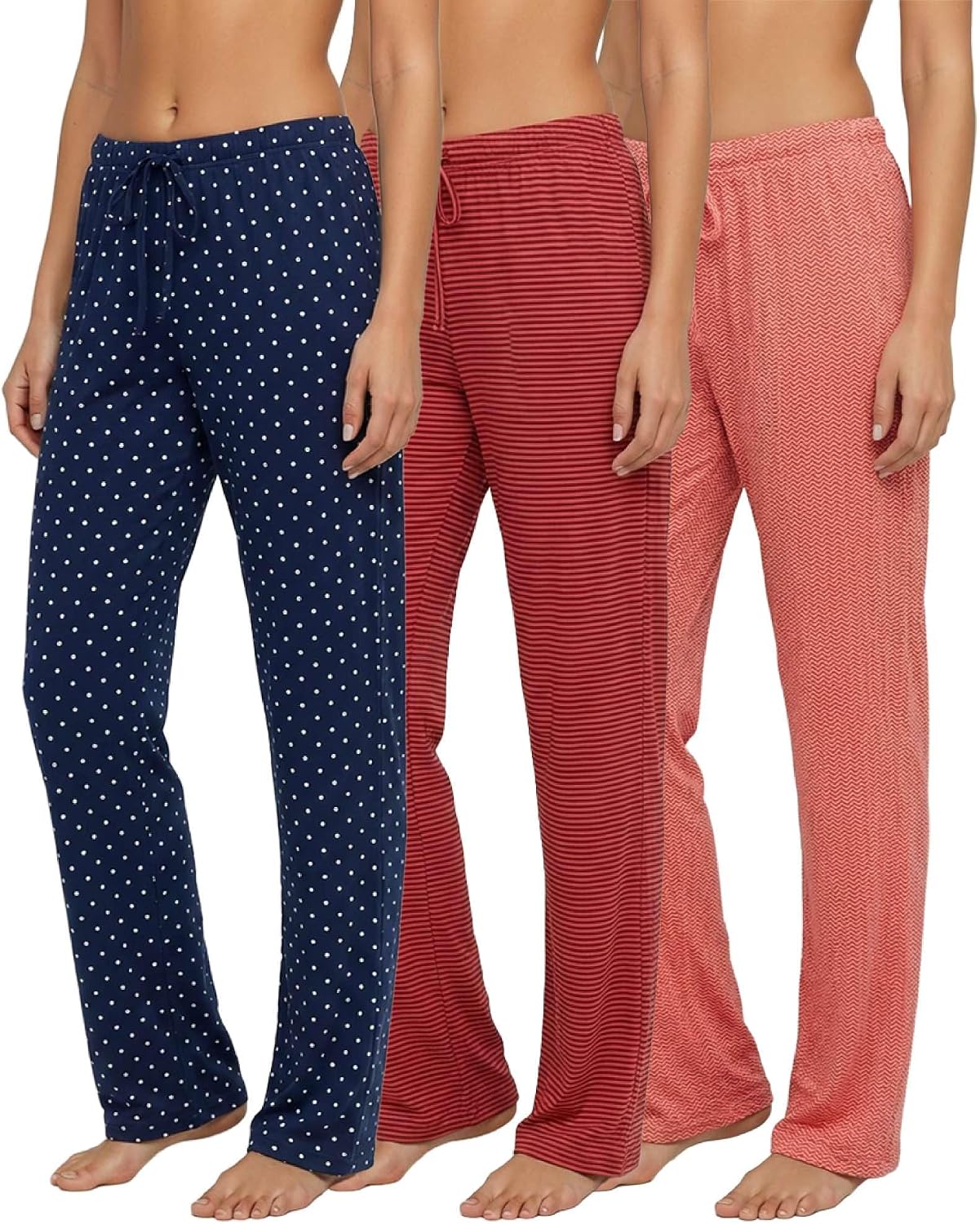 3 Pack Women's Pajama Pants Soft Lounge PJ Bottoms Comfy Sleepwear Pijamas | Available In Plus Size, Cute Sleep Pajamas, Knit, Loose Fit, Drawstring Elastic Waist, Stretch, Ladies, Night, Sleep, Casual