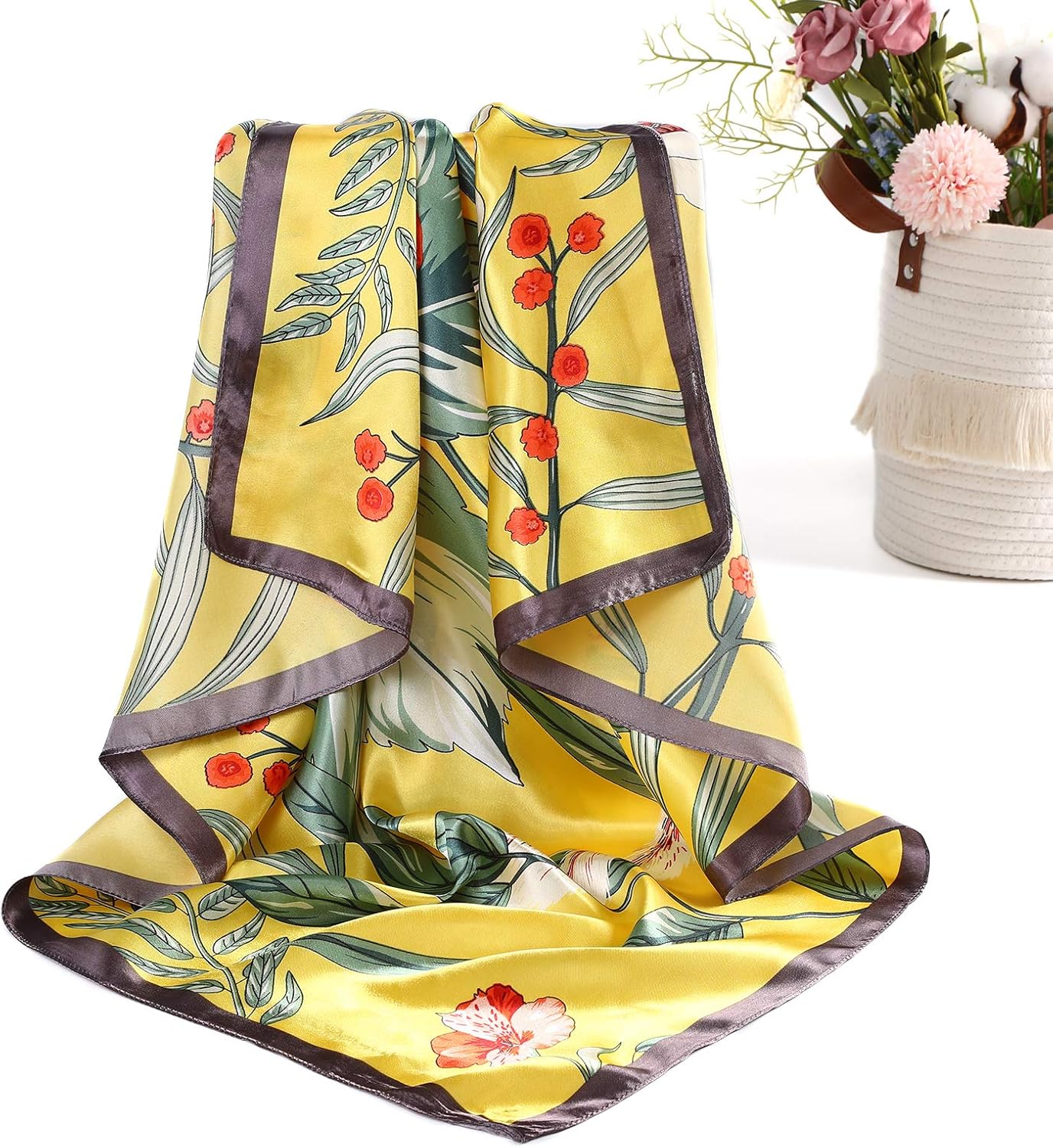 AWAYTR 35” Satin Large Square Head Scarves - 4PCS Silk Like Neck Scarf Hair Sleeping Wraps Satin Silk Scarfs for Women - Image 7