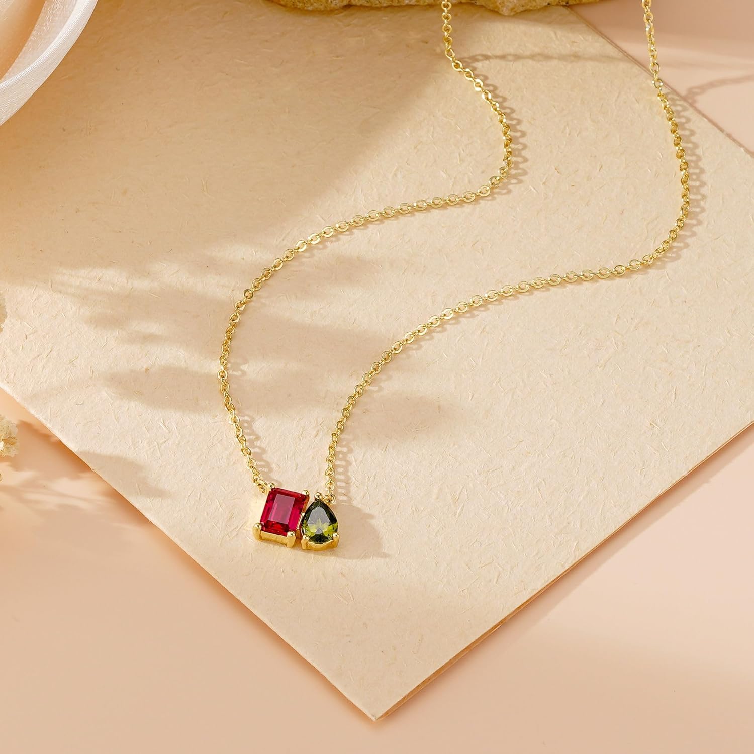 Turandoss Birthstone Necklaces for Women - 14K Gold Plated Dainty 12 Month Blue Green Emerald Birthstone Pendant Necklaces Jewerly Mothers Day Birthday Gifts for Women Girls - Image 5