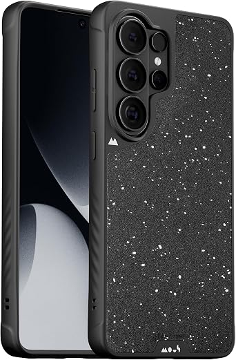 Mous for Samsung Galaxy S25 Case MagSafe Compatible - Limitless 6.0 - Black Speckled Fabric - Protective Shockproof Phone Cover