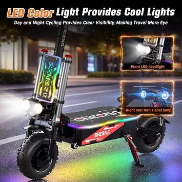 Adults Electric Scooter, 5600W Dual Drive Motor, 50MPH Max Speed 60 Miles Long Range, Commuter E Scooter with LED RGB Lights, Smart LCD Display, Heavy Duty Scooter for Outdoor Adventure