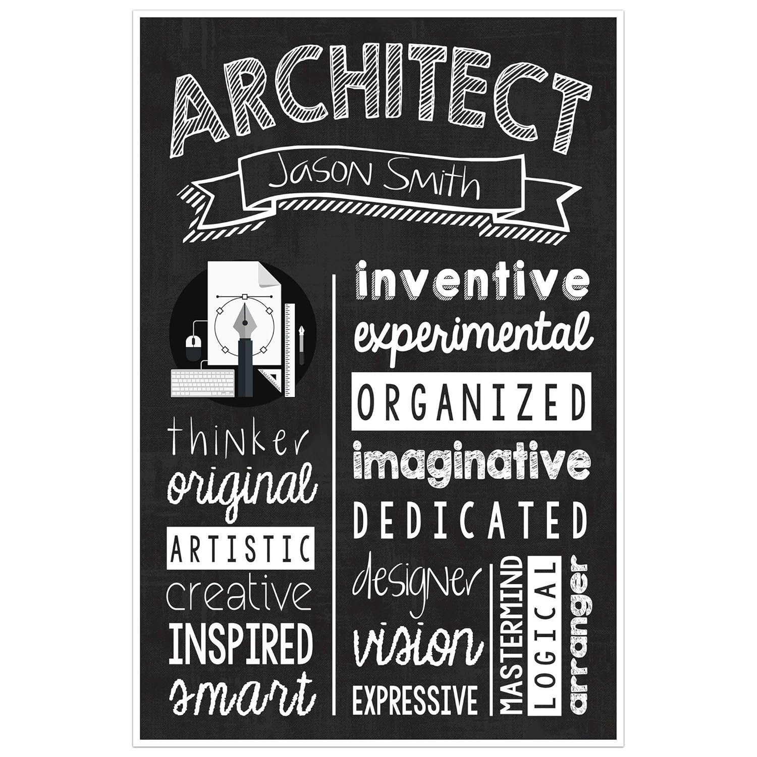 Architect Chalkboard Wall Art Architect Graduate Gift
