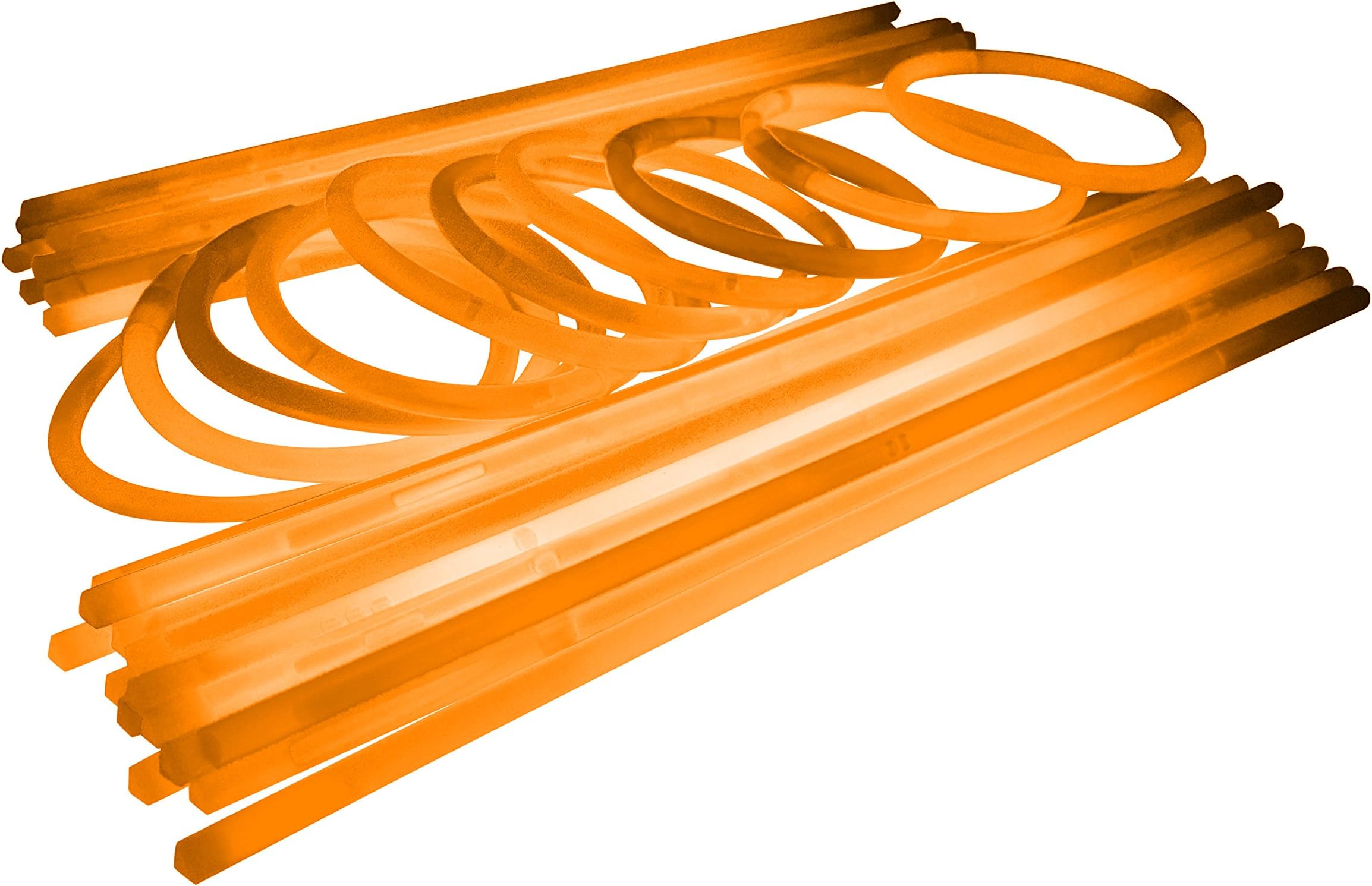 Glowtopia 8 inch Glow Stick Bracelets + Connectors - Premium Glowsticks from (100 Pack, Orange)
