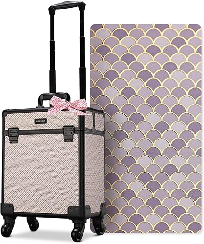 Vista 47 de BYOOTIQUE Cosmetology - Estuche rodante para almacenamiento de uñas, carrito de almacenamiento para maquillaje, maleta de peluquería de viaje