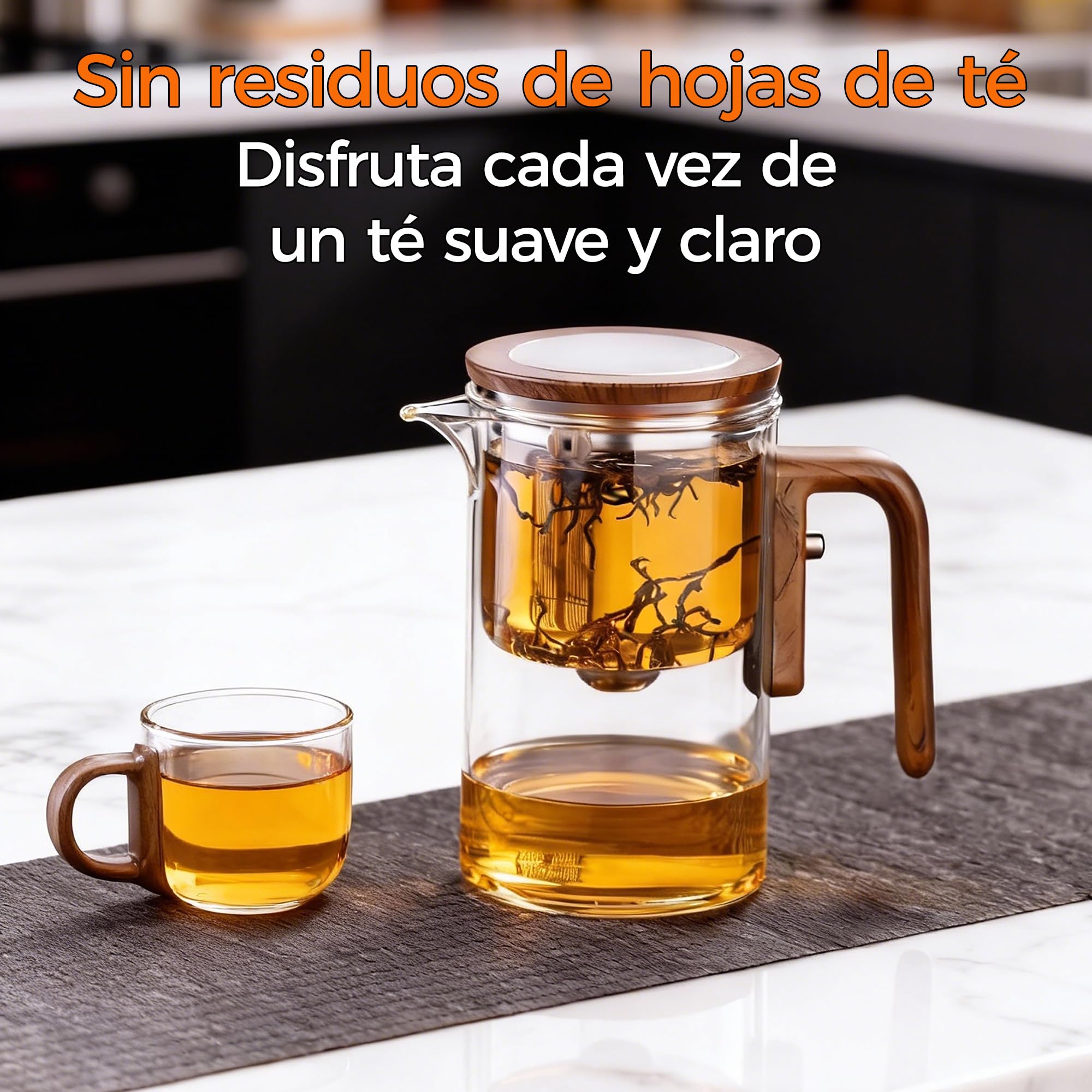 Tetera Encantada, tetera mágica para infusionar té de hojas sueltas, tetera de cristal de borosilicato resistente al calor con infusor de té, Amantes del té regalos (Transparente, 800 ml)