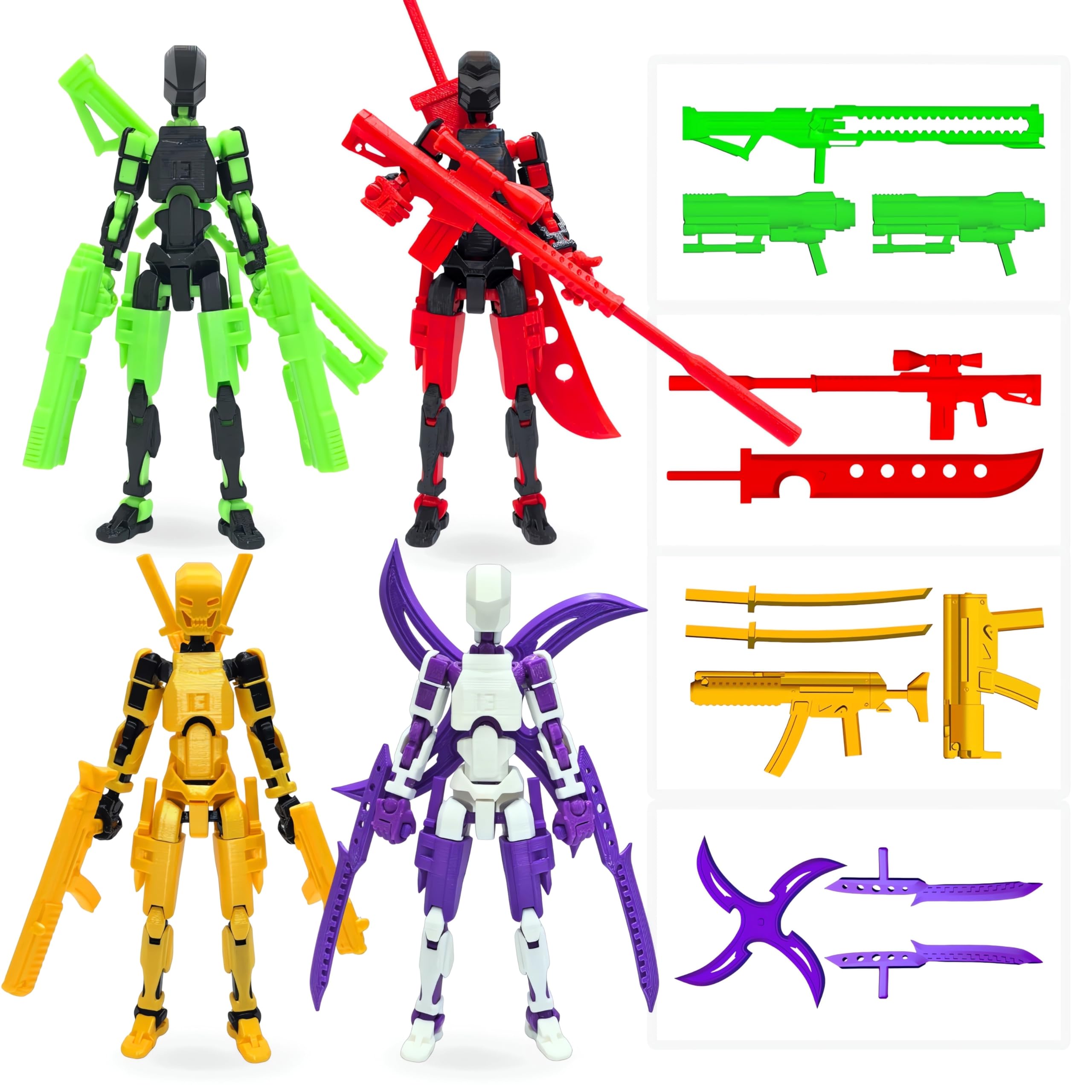 Amazon.com: 4-Pack T13 Action Figure Set,7 Inch Multi-Colored