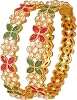 Touchstone Indian Bollywood مصنوع يدويًا من الأزهار التقليدية من حجر الراين مصمم مجوهرات أساور سميكة Bangle in Gold Tone. للنساء