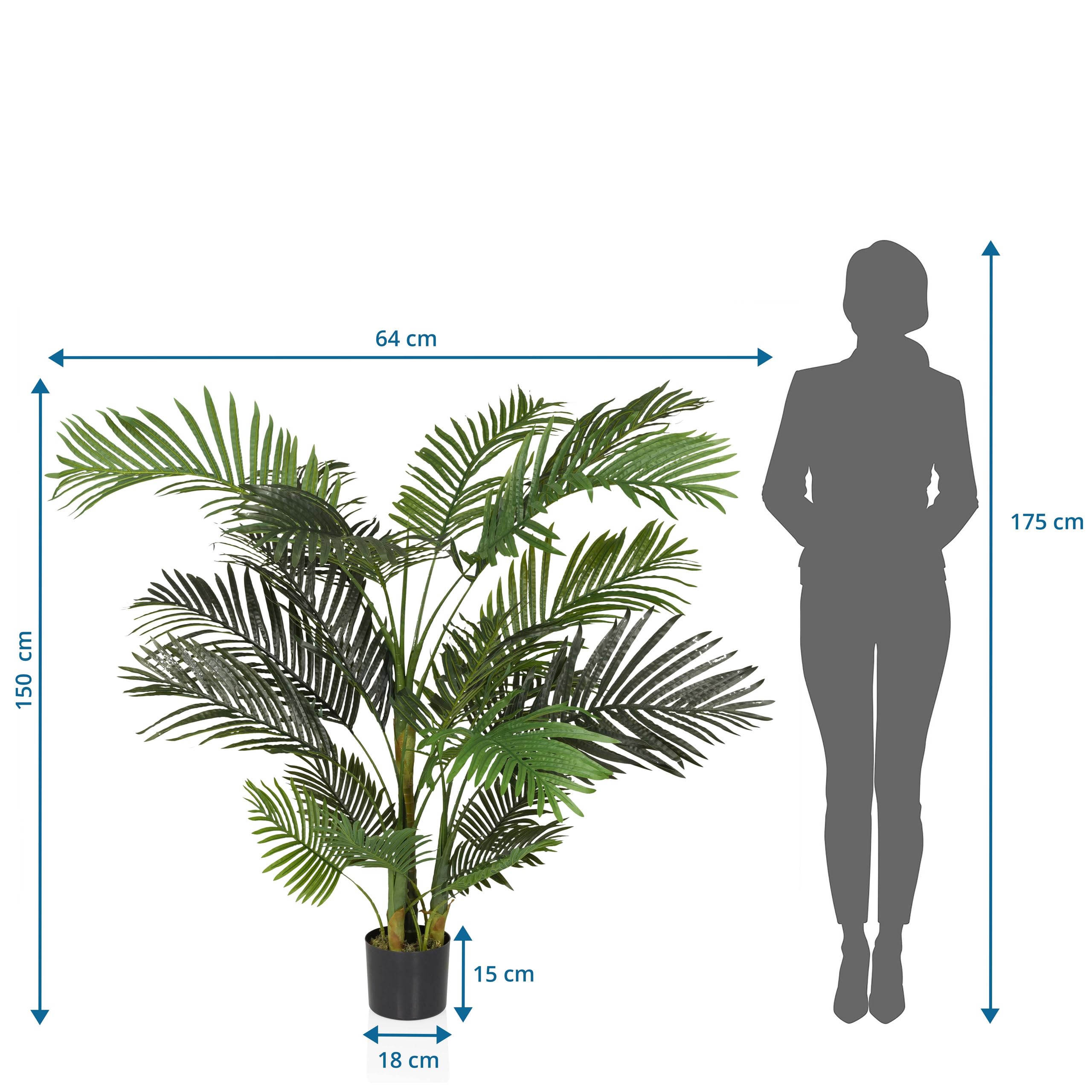 Amazon.de: hjh OFFICE Kunstpalme 150cm Areca II Knstliche Palme gro,  Goldfruchtpalme, Kunstpflanze fr Bro Wohnzimmer Schlafzimmer