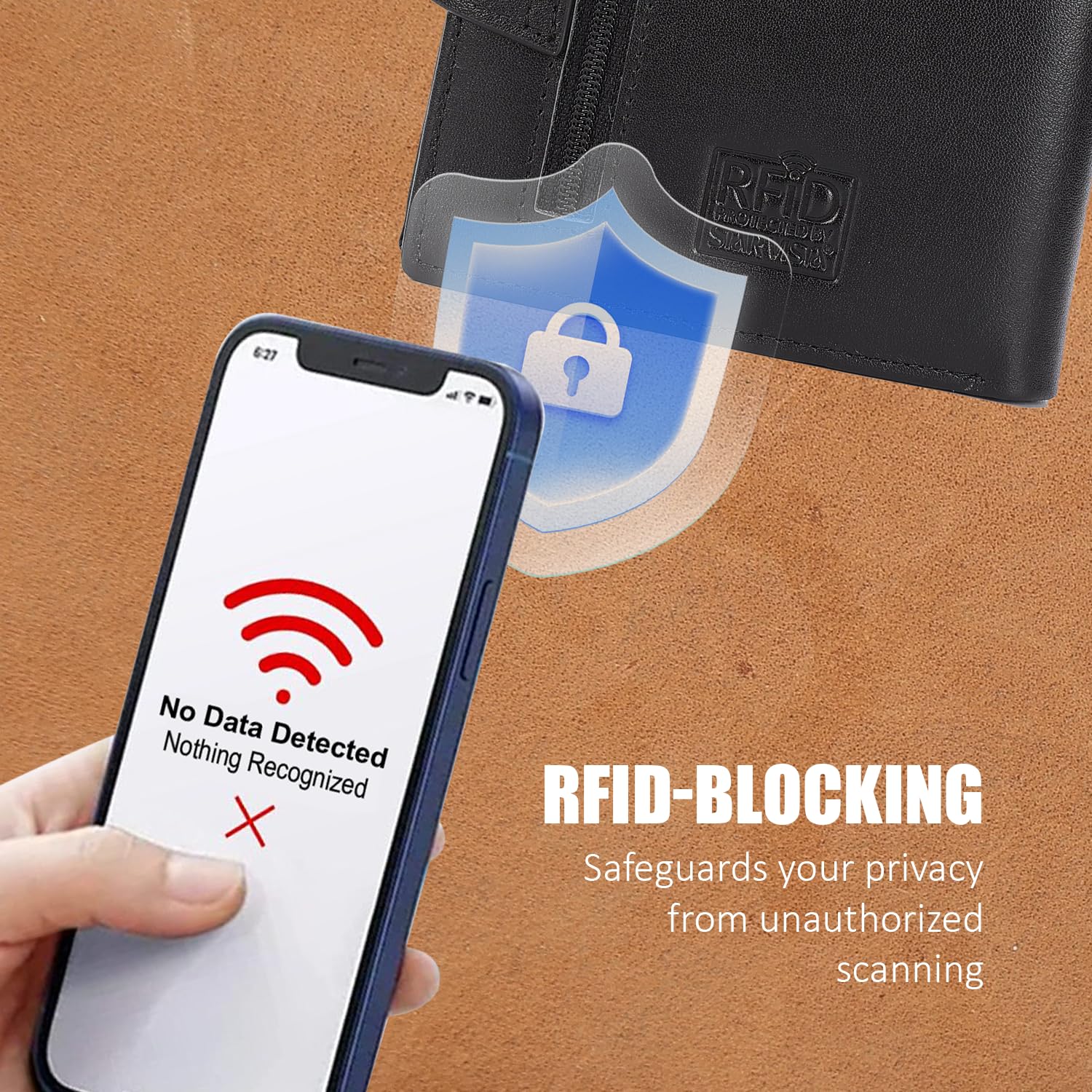STAR VISTA Carmen Reisepass-Brieftasche aus Leder, doppelte Faltfächer, RFID-Blockierung, Ausweisfenster, 6 Kartenfächer, SIM-Fächer, AirTag-Fächer, Schwarz mit AirTag-Schlitz, Multifunktionales