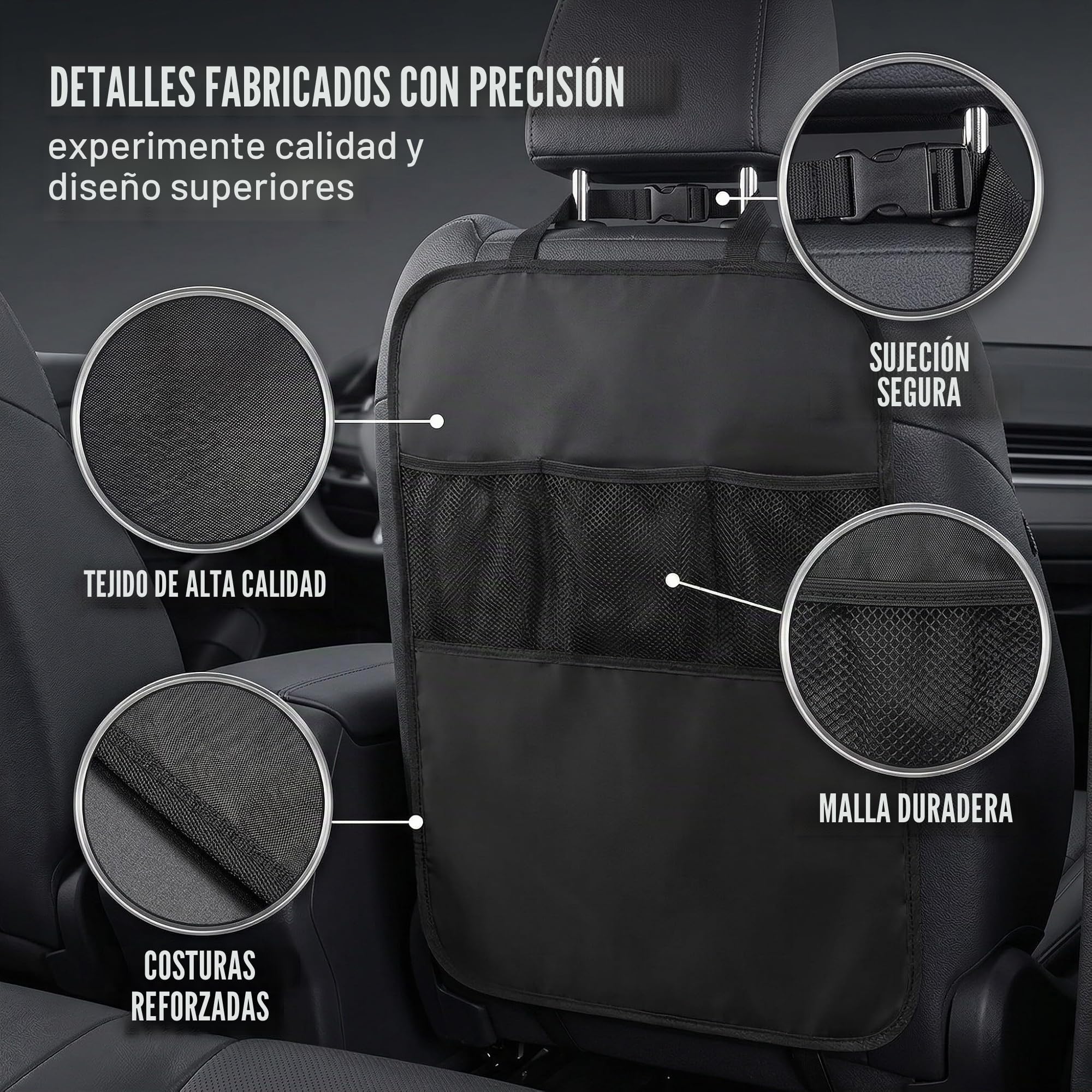 2 Pieza Protector para Respaldos para Niños, Protector Asiento Coche Respaldo, Impermeable Trasero Coche Oxford Kick Mats Protección Fundas, Alfombrilla Antipatadas para Niños Viajan y Juegan