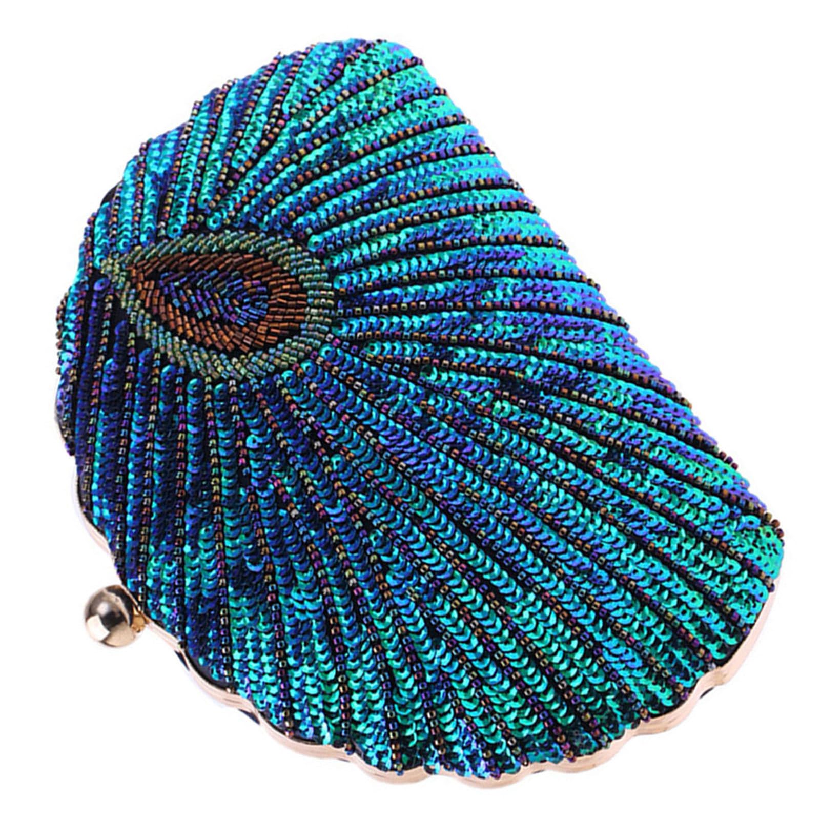 LIFKOME Bolso de Noche Lentejuelas para Mujer, Elegante Bolso de Mano de Poliéster Verde Adecuado para Fiesta y Banquete, Diseño Brillante y Llamativo