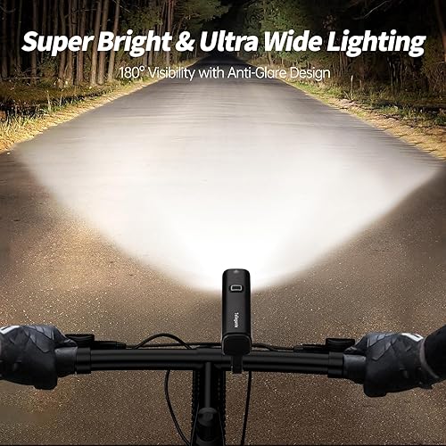 Miniatura 2 de Luces de bicicleta superbrillantes para conducción nocturna, 2 potentes LED para luces de bicicleta de haz alto y bajo, 6000 mAh USB C recargable,