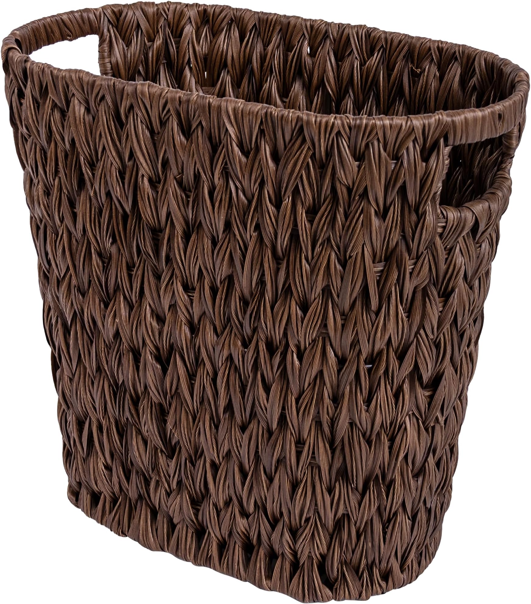 GRANNY SAYS Waste Paper Bin for Bedroom, Plastic Wicker Office Basket Waterproof, Decorative Rubbish Basket, Kitchen Trash Bin, 19 Liters/5 Gallons, Brown