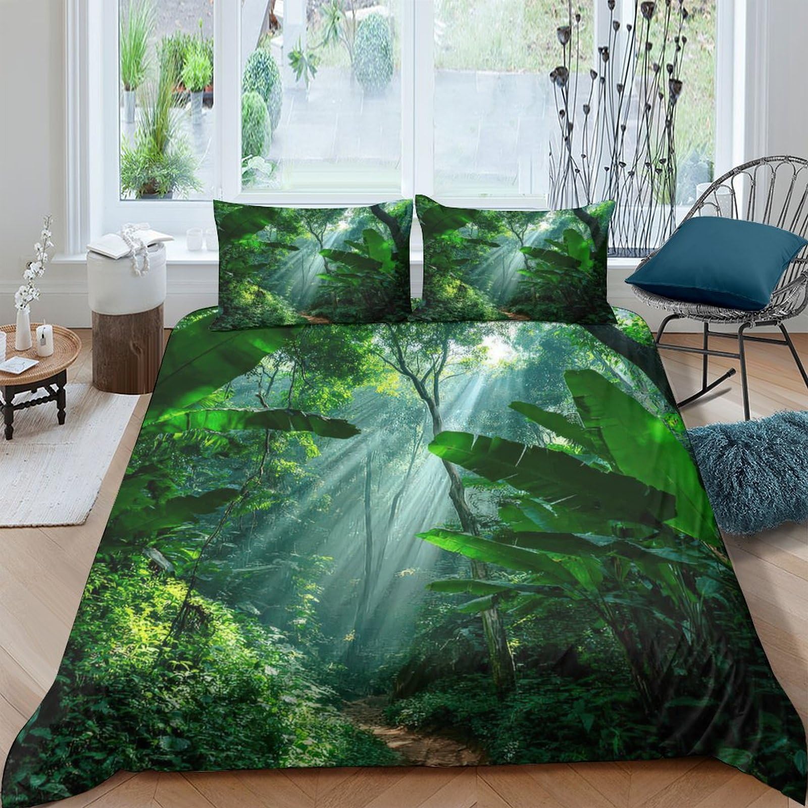 Ctjqhvkz Style-2 3D Printed Forest Sunlight Fitted Sheet Microfiber Soft Anti-Slip Mattress Cover For Bedroom Decor Protection Single（135X200cm）