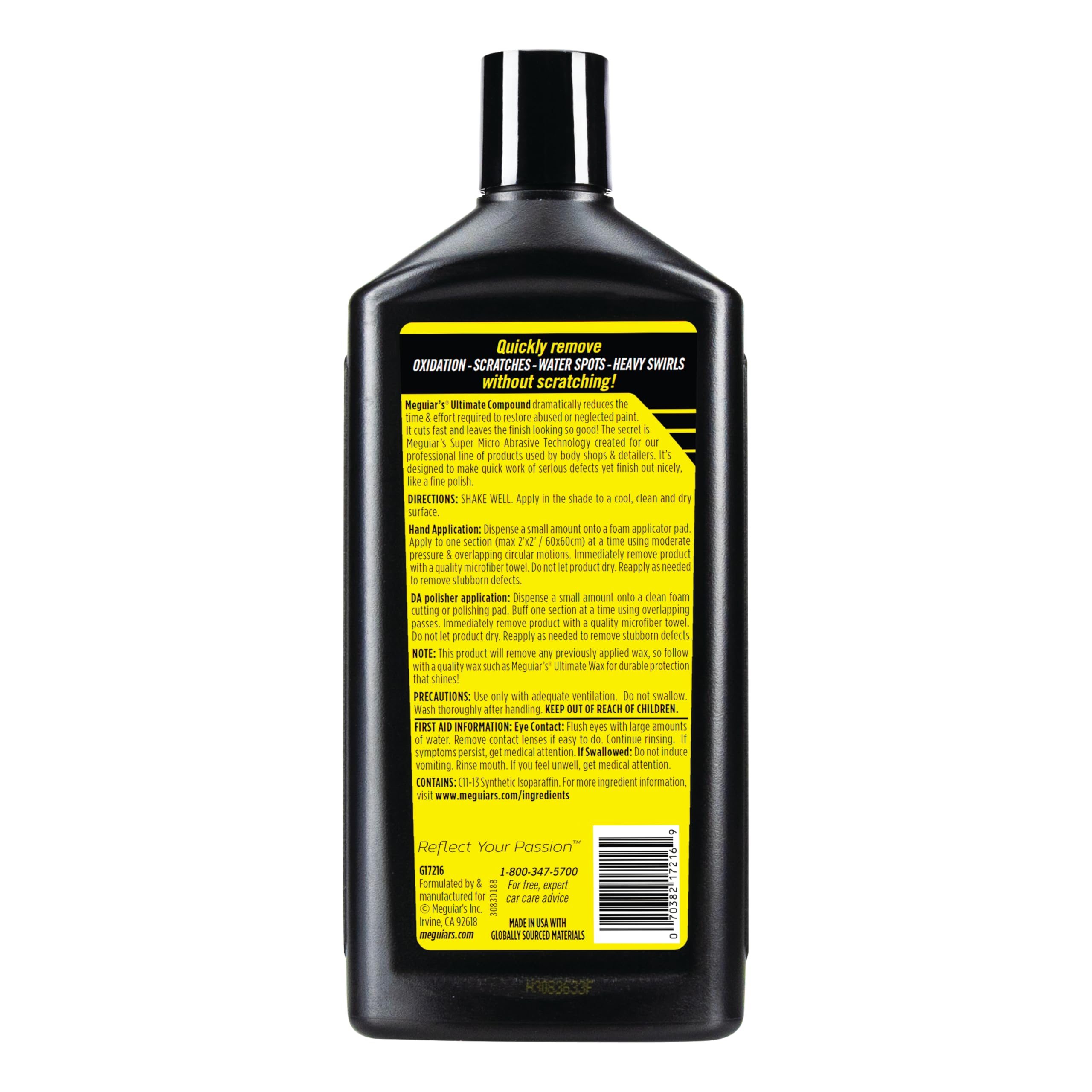 Meguiar's G17216EU Ultimate Compound politura samochodowa – wysokowydajna politura do pielęgnacji samochodu i usuwania zarysowań – 450 ml